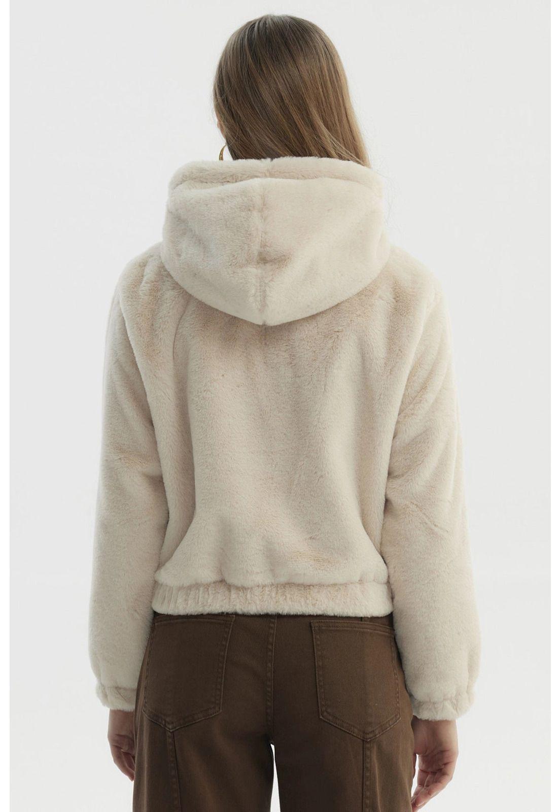 Chaqueta Mujer Polar Suave Beige Claro-2