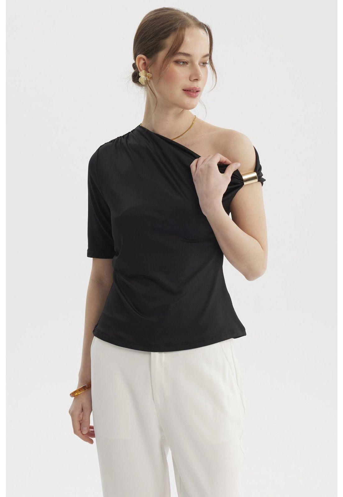 Polera Mujer Asimétrico Negro - ll-0