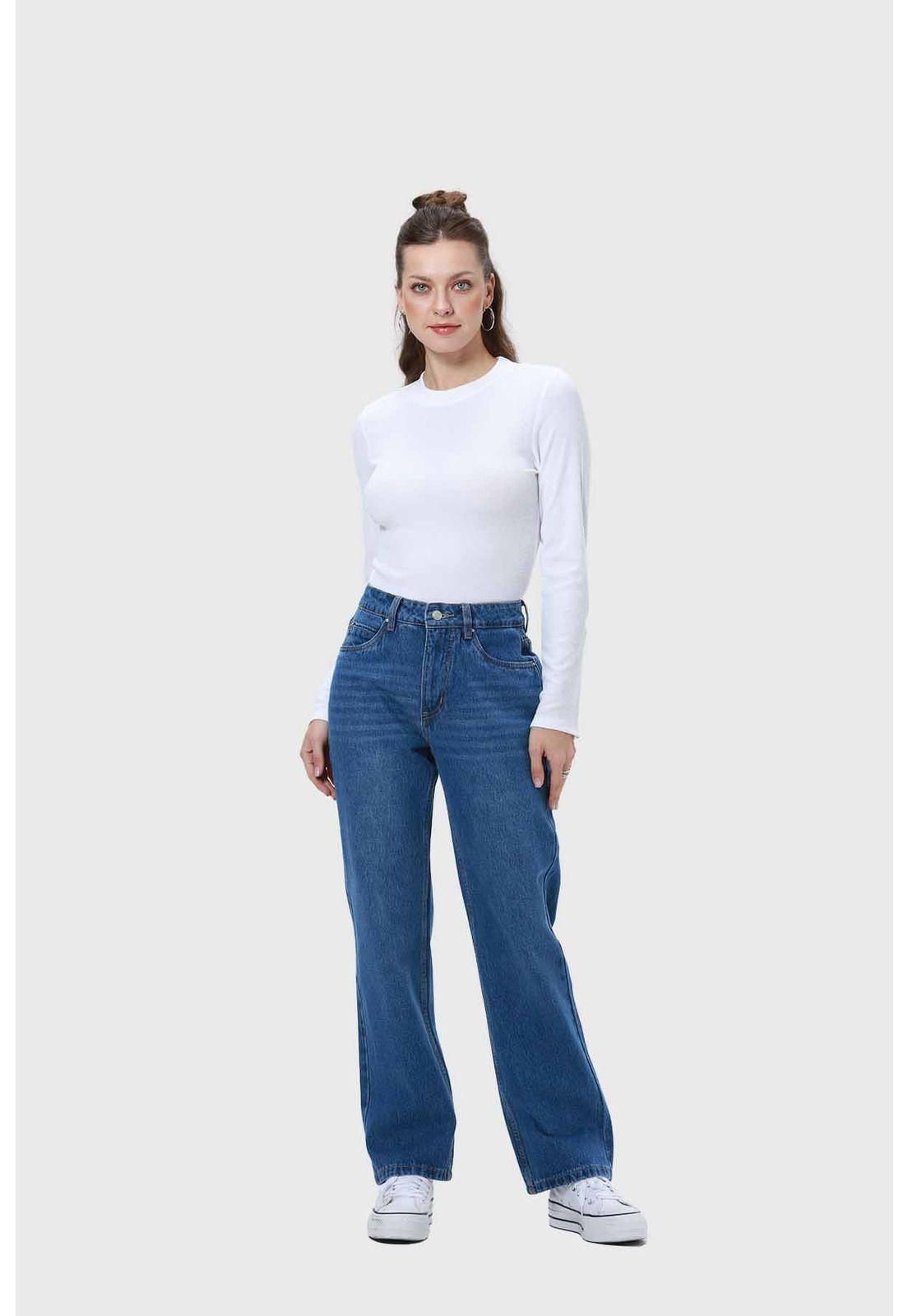 Jeans Mujer Cami Calce Recto Azul-3
