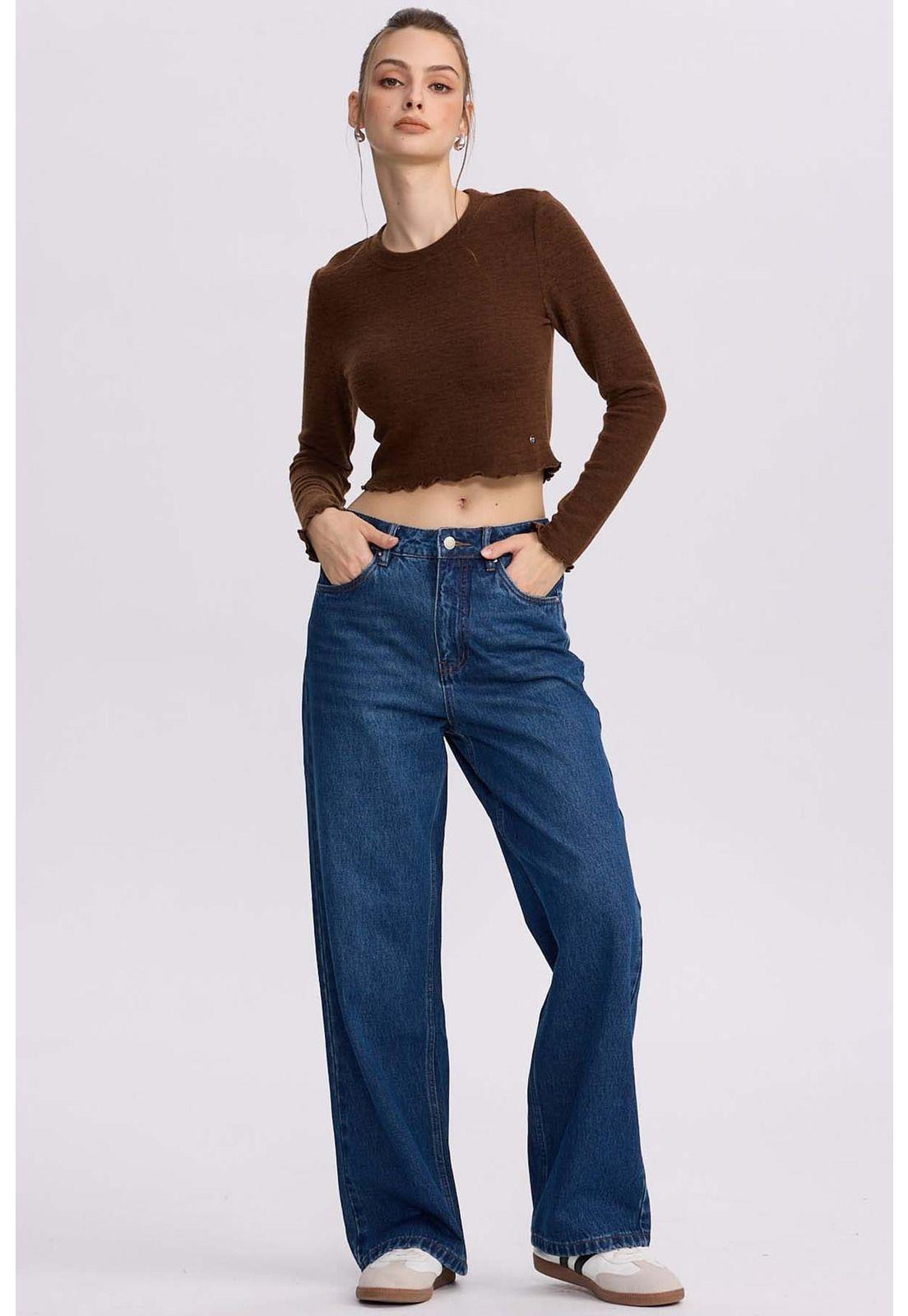 Sweater Mujer Crop Café-3