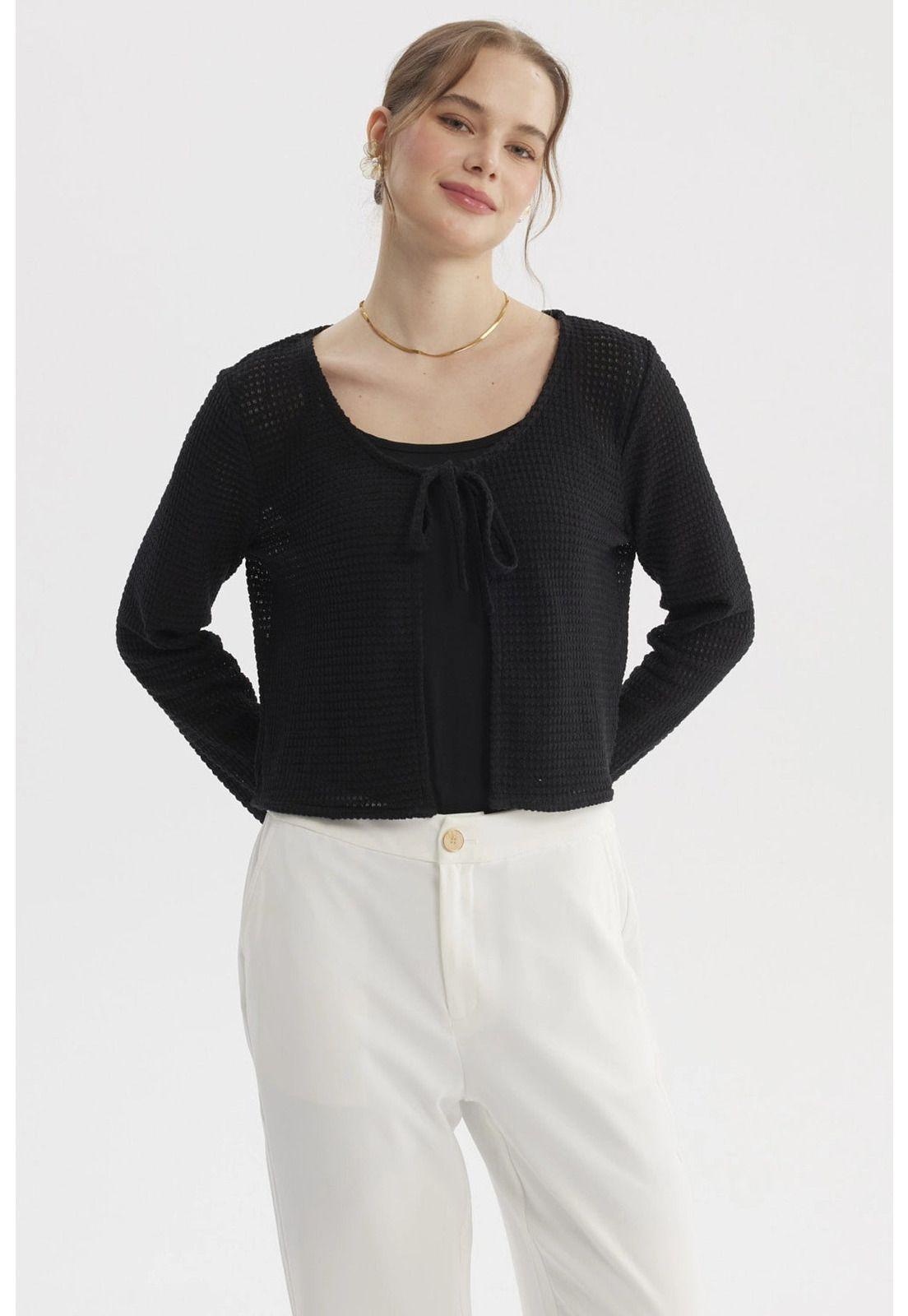 Polera Mujer Tapado Amarra Negro-0