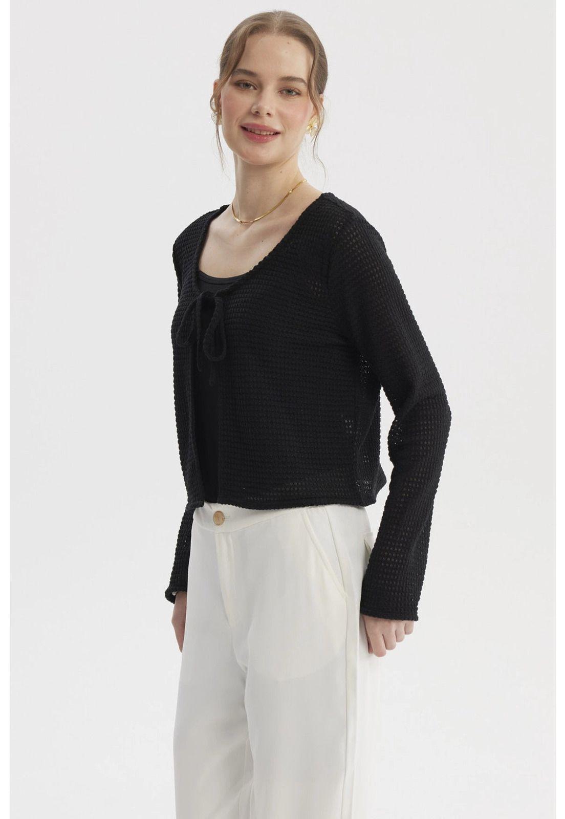 Polera Mujer Tapado Amarra Negro-1