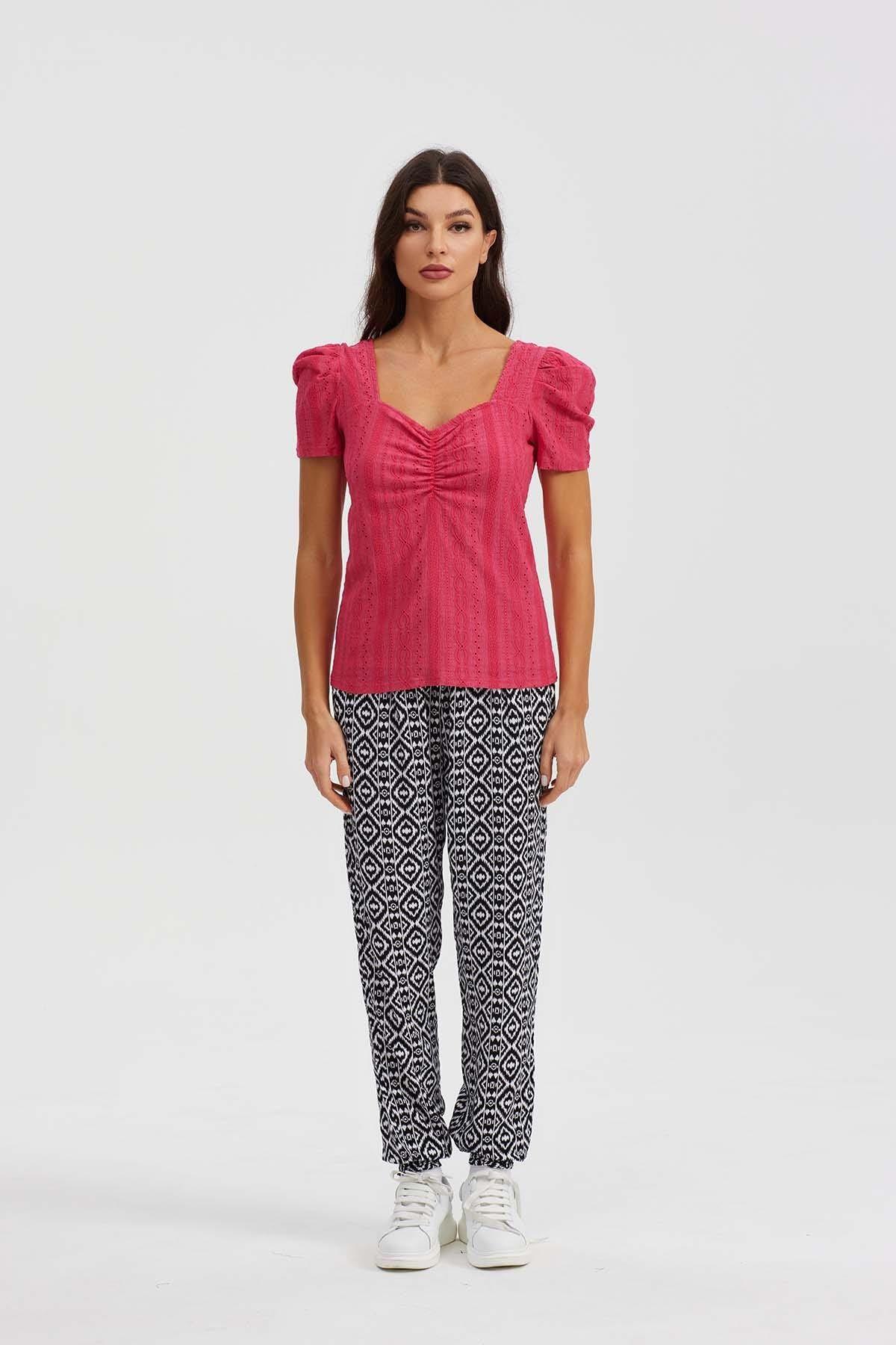 Polera Mujer Escote Corazón Coral-2