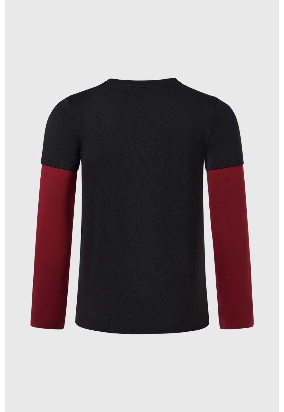 Polera Niño Doble Manga Básica Negro - lV-1