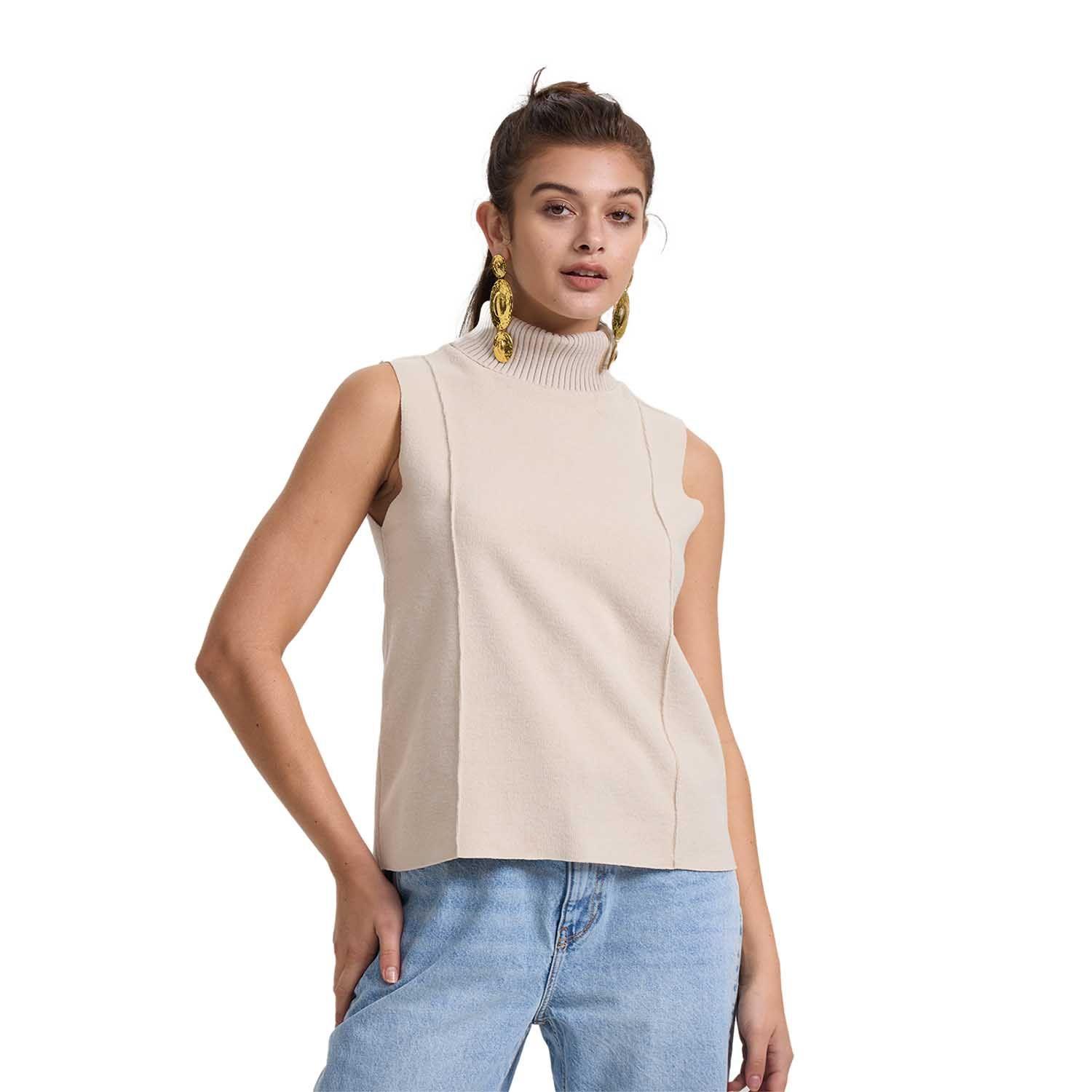 Sweater Mujer Liso Crema I Fashion's Park-0