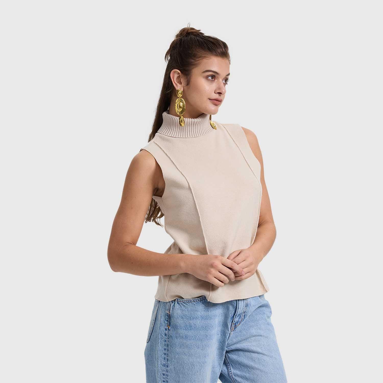 Sweater Mujer Liso Crema I Fashion's Park-1