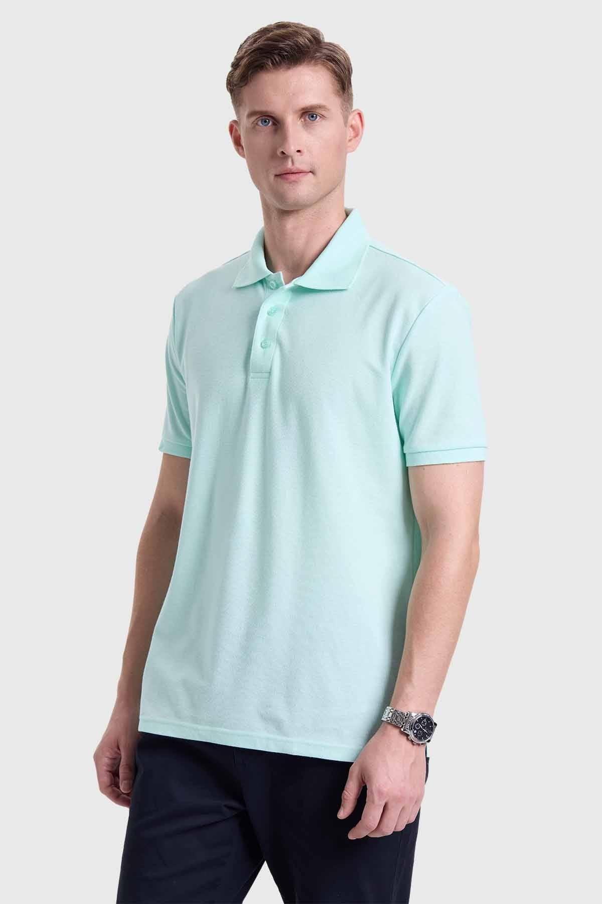 Polera Hombre Piqué Básica Verde-1