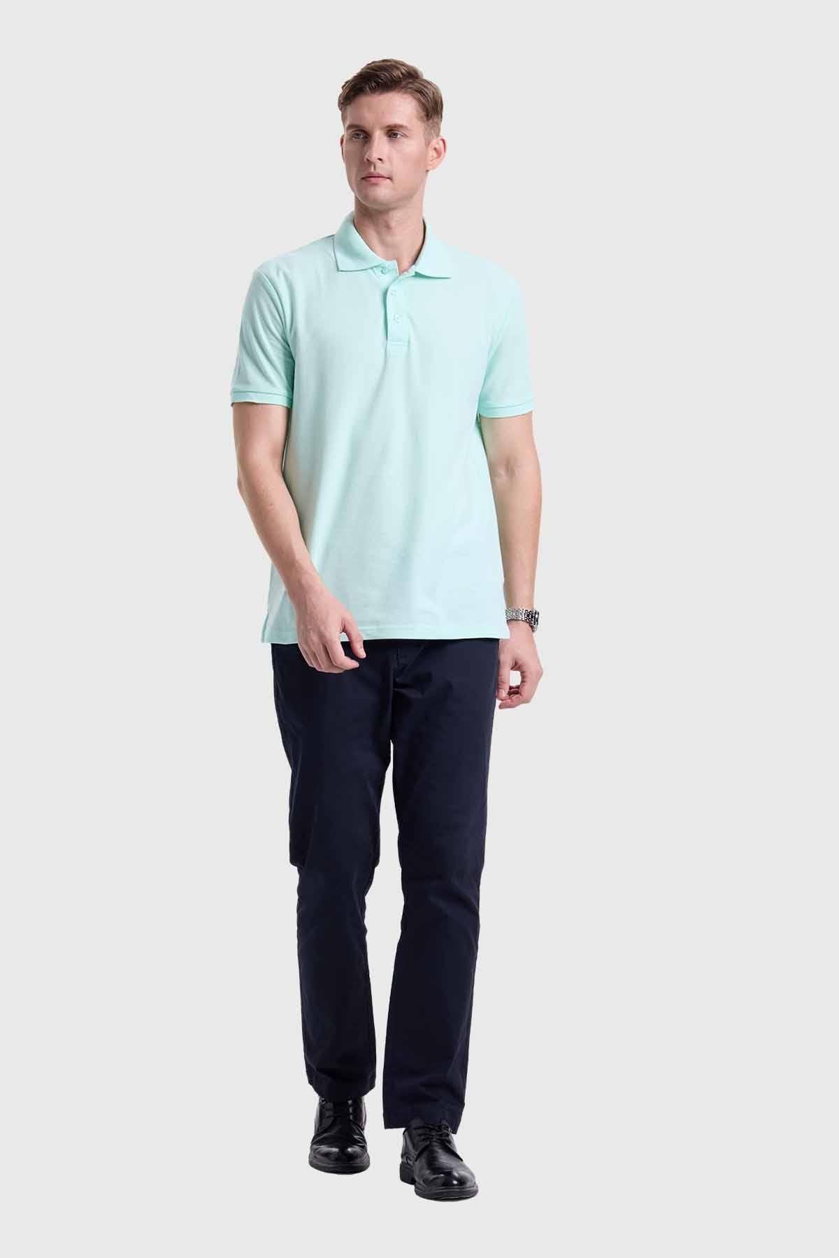 Polera Hombre Piqué Básica Verde-3