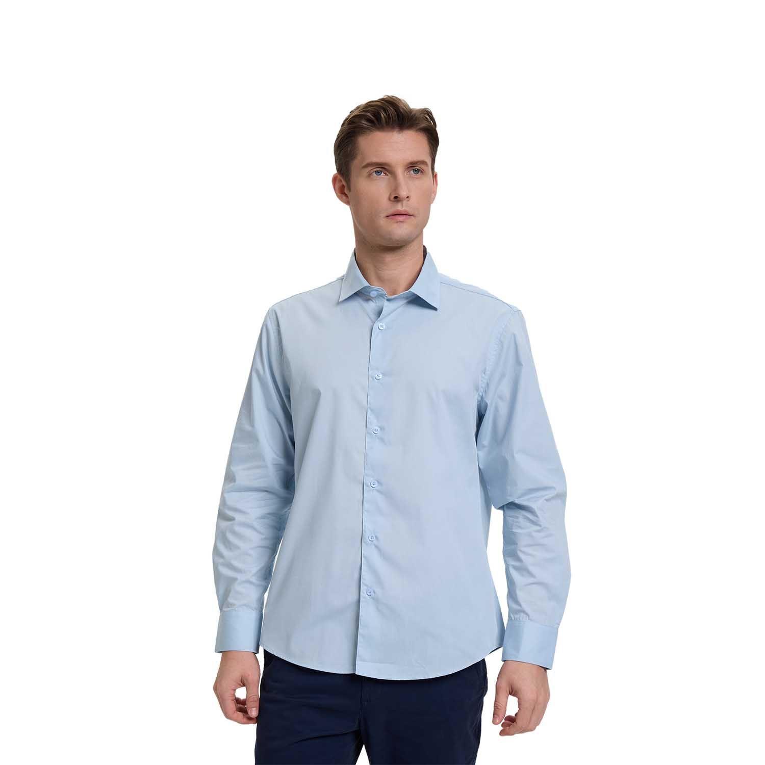 Camisa Hombre Cuello Italiano Celeste Fashion's Park-0