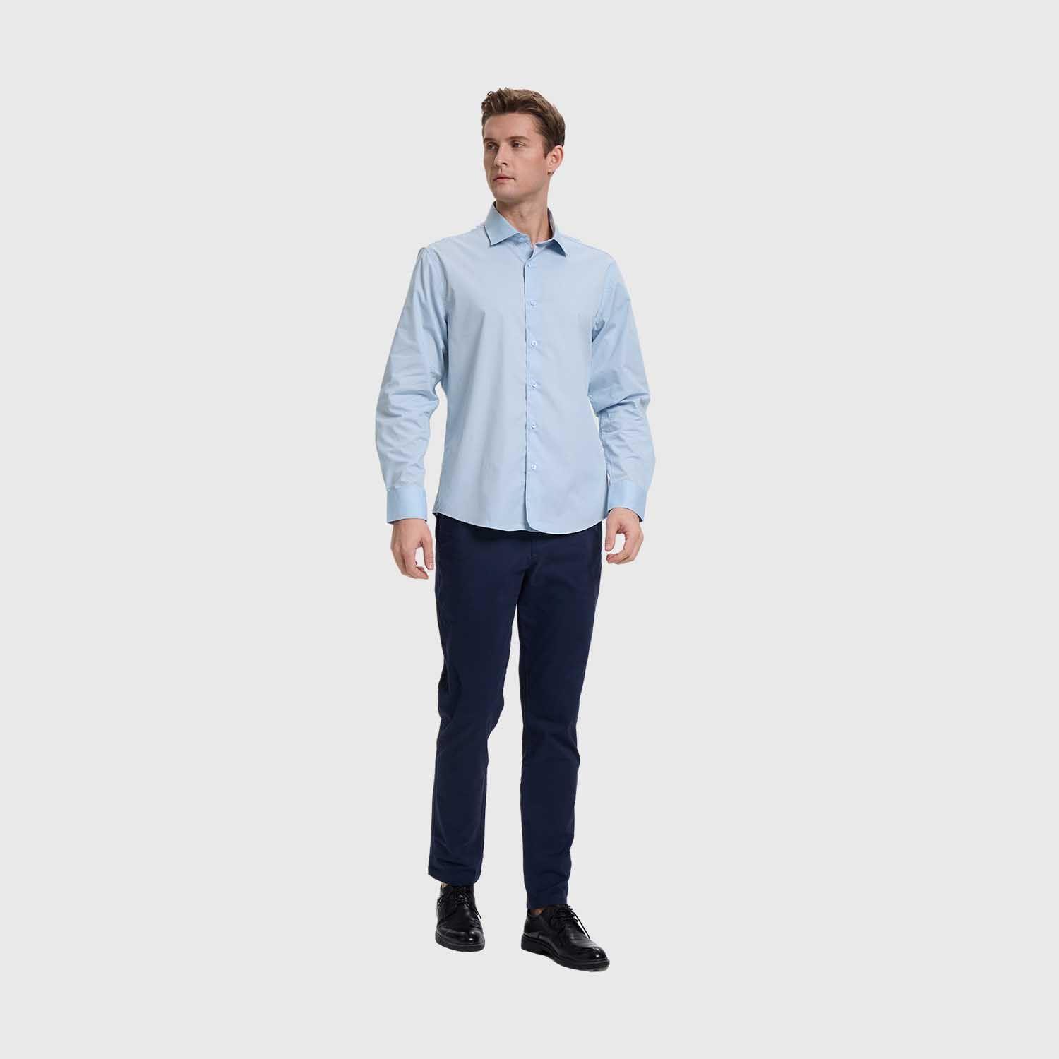 Camisa Hombre Cuello Italiano Celeste Fashion's Park-3