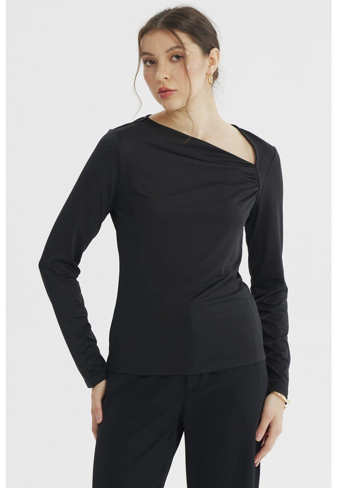 Polera Mujer Asimétrico Negro - lll-0