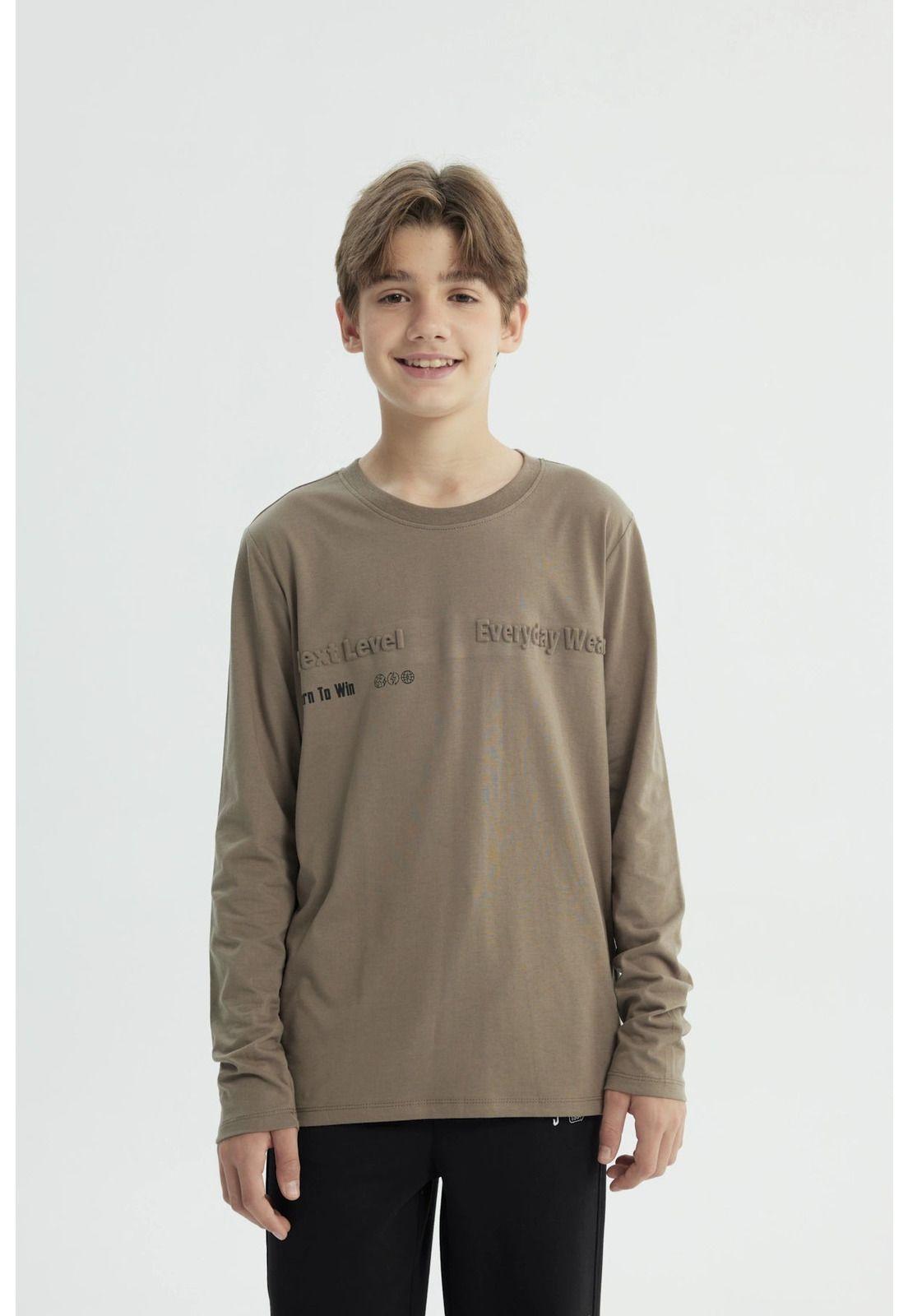 Polera Niño Regular Café Claro-0