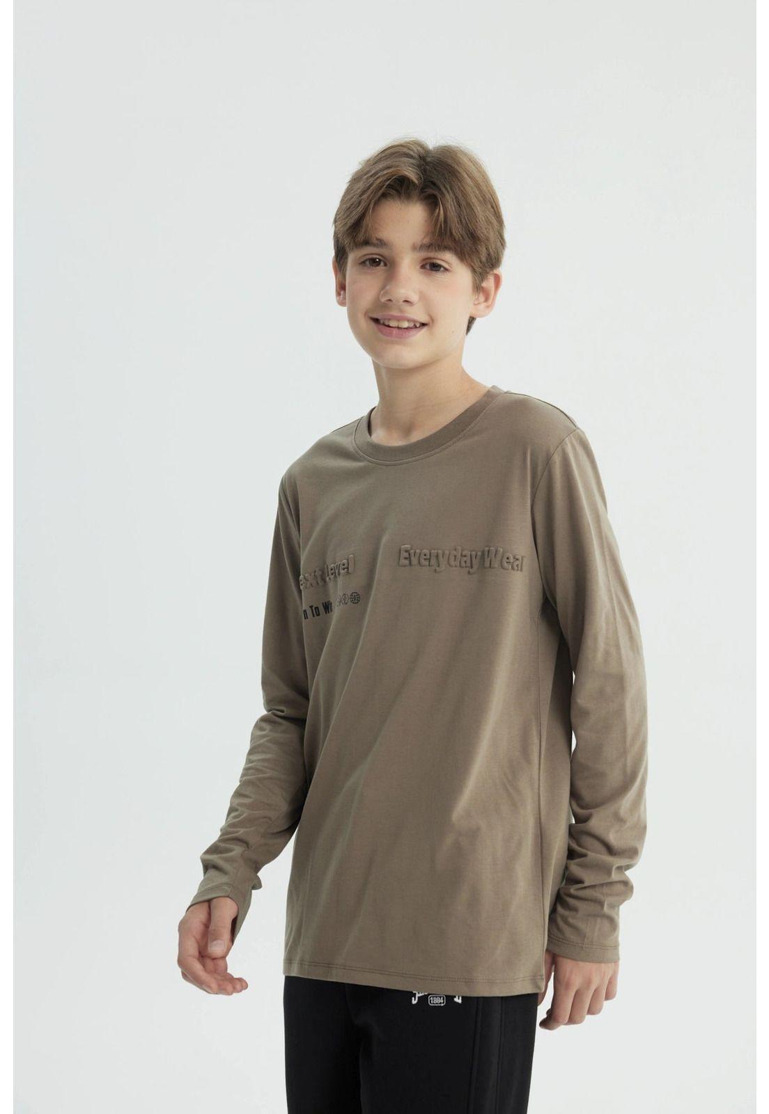 Polera Niño Regular Café Claro-1