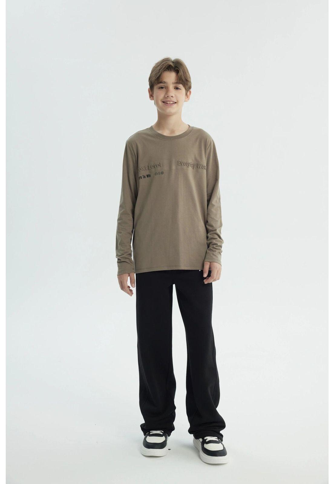 Polera Niño Regular Café Claro-3