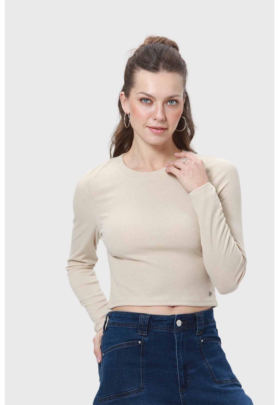 Polera Mujer Rib Beige - lV-0