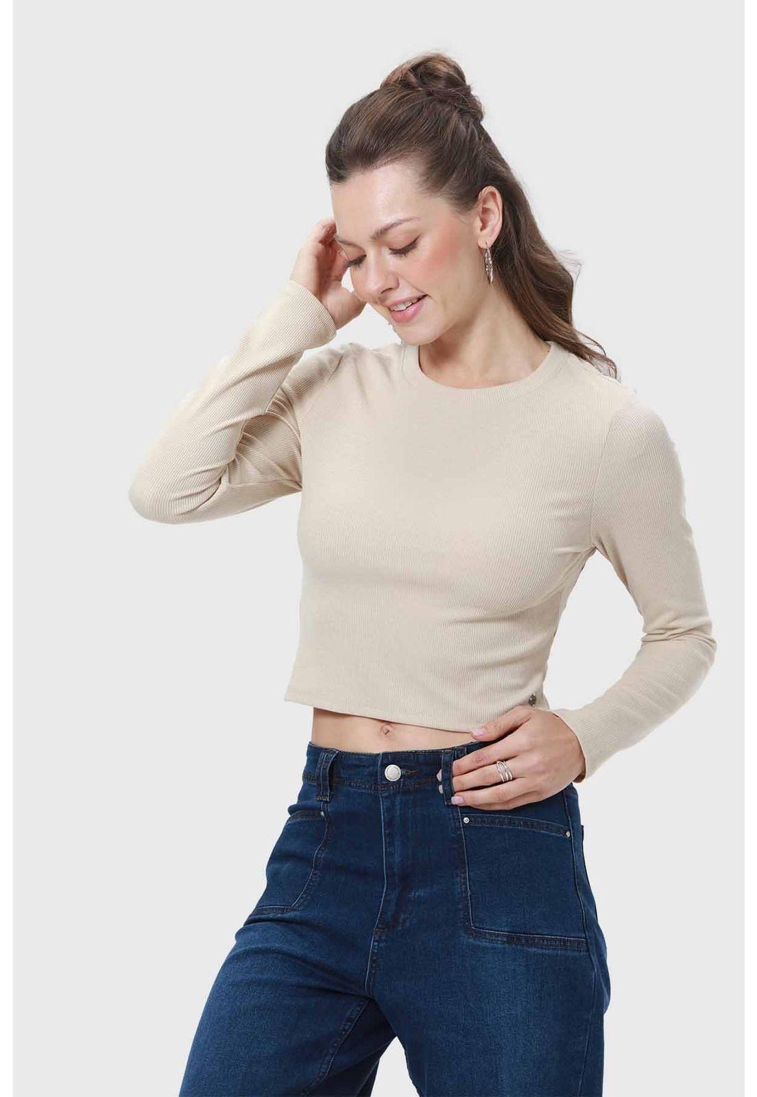 Polera Mujer Rib Beige - lV-1