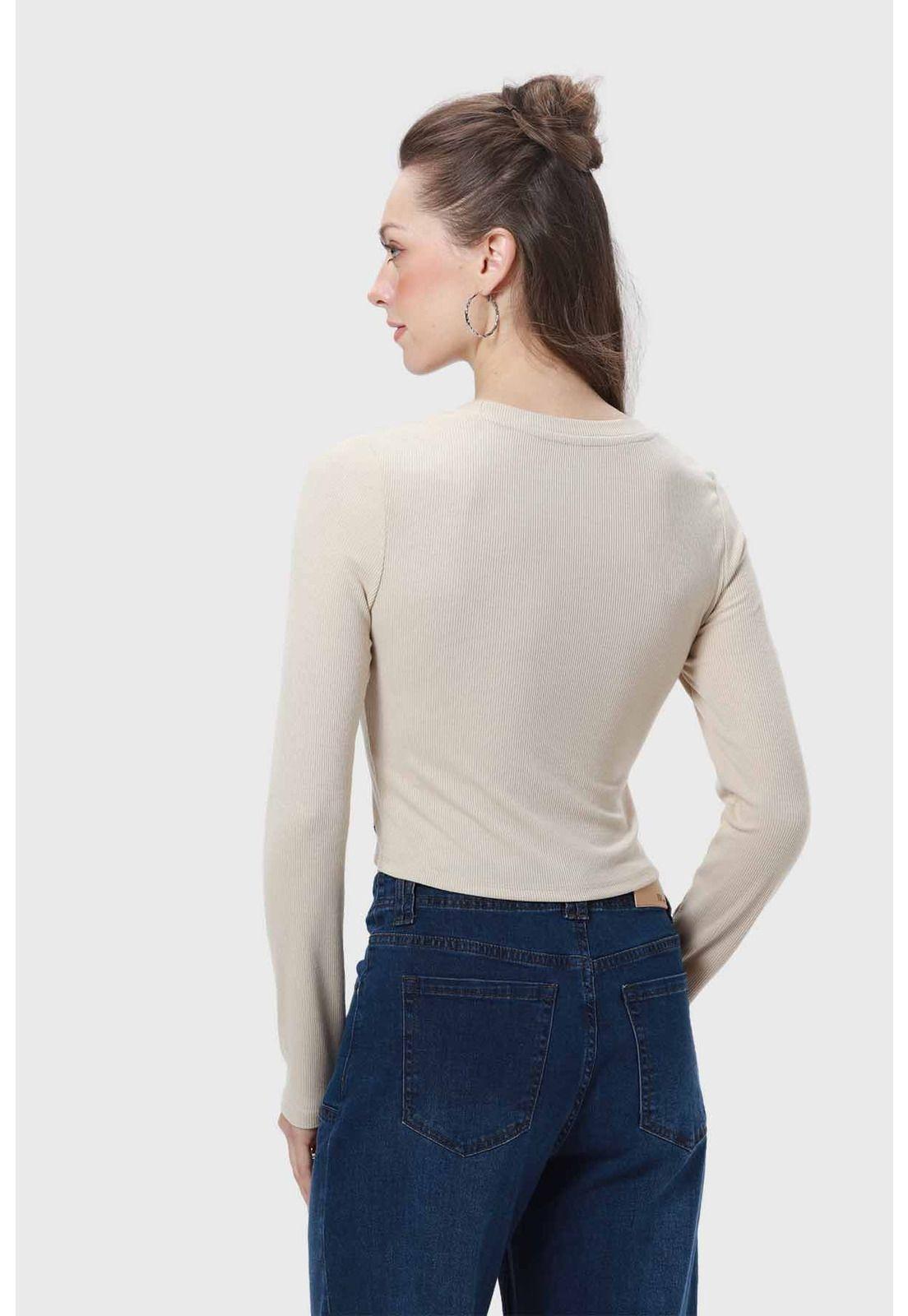 Polera Mujer Rib Beige - lV-2