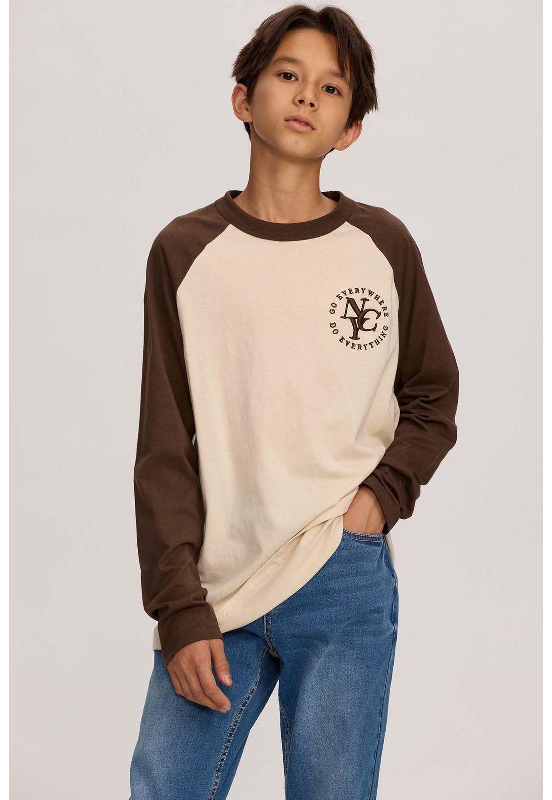 Polera Niño Con Bordado Crudo-0