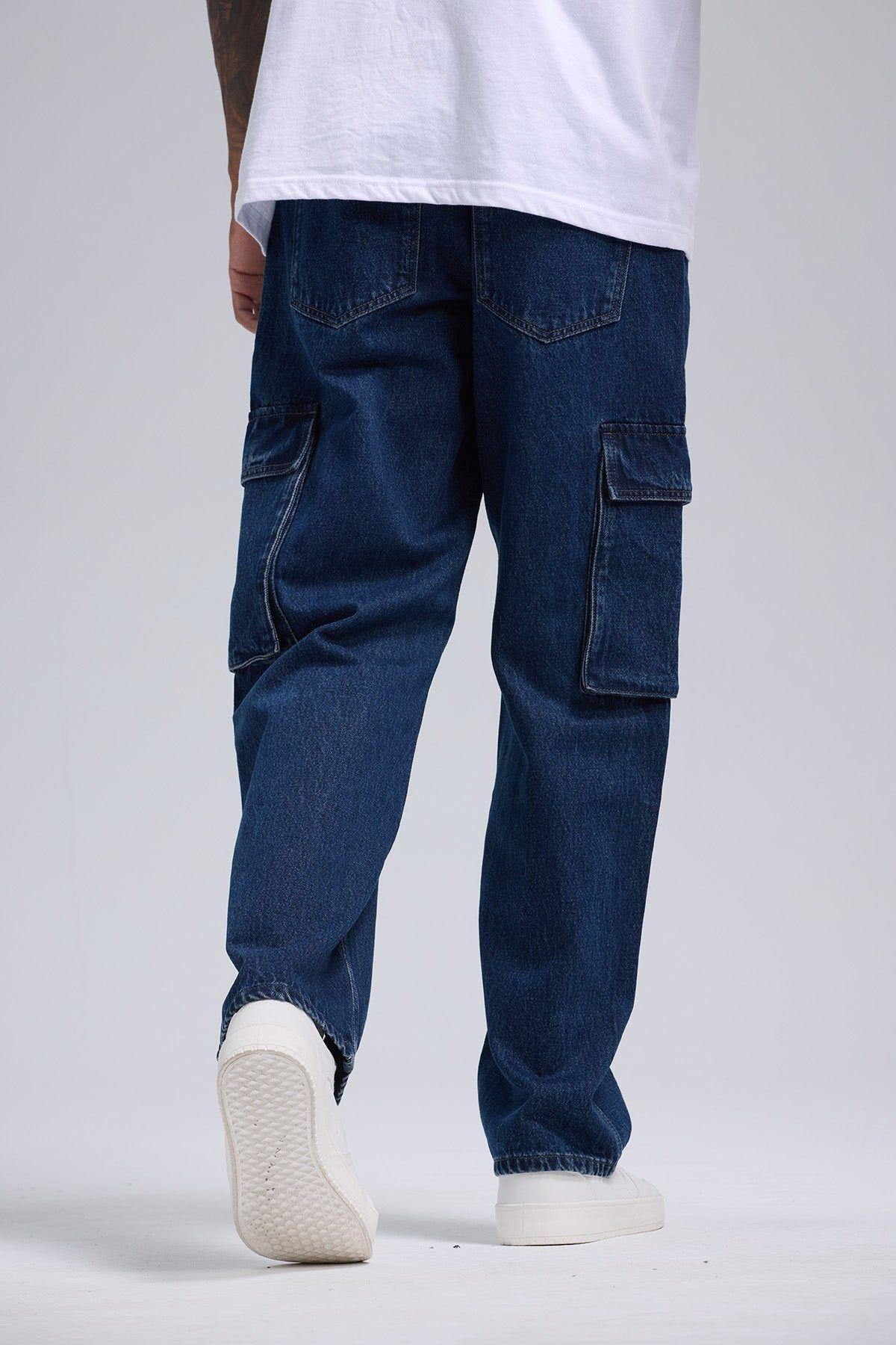 Jeans Hombre Doble Cargo Azul Retro-2