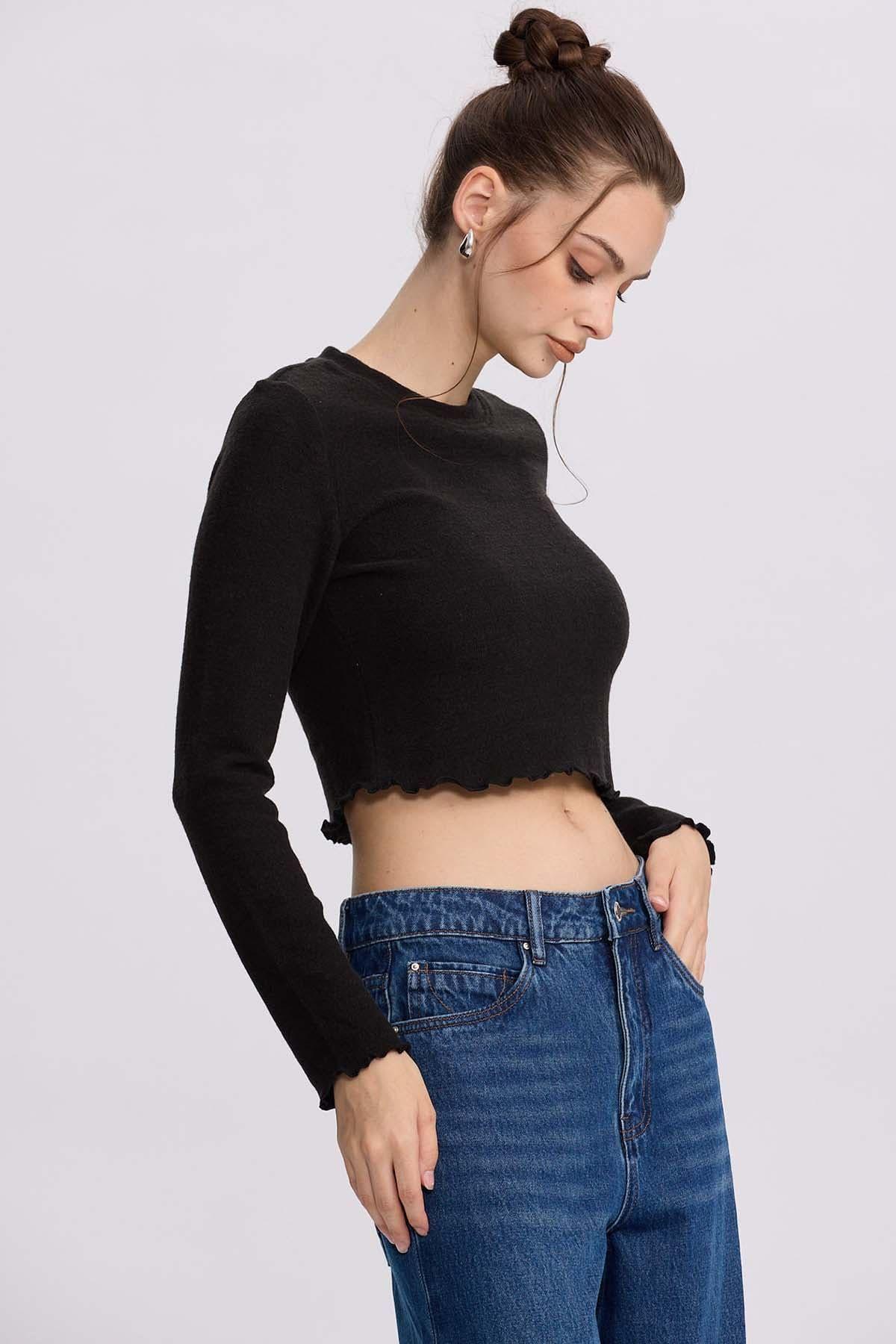 Sweater Mujer Crop Negro-1