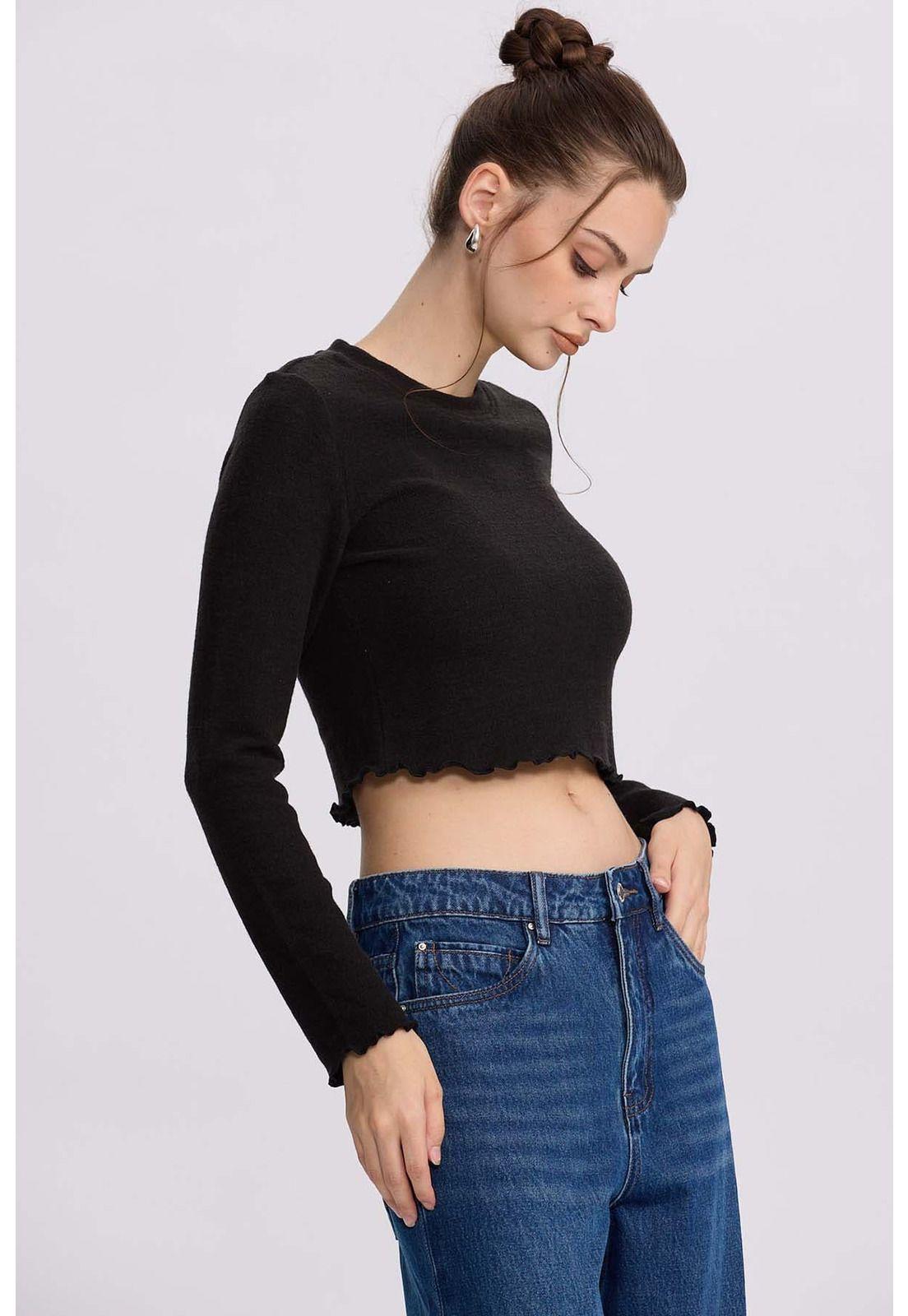Sweater Mujer Crop Negro-1