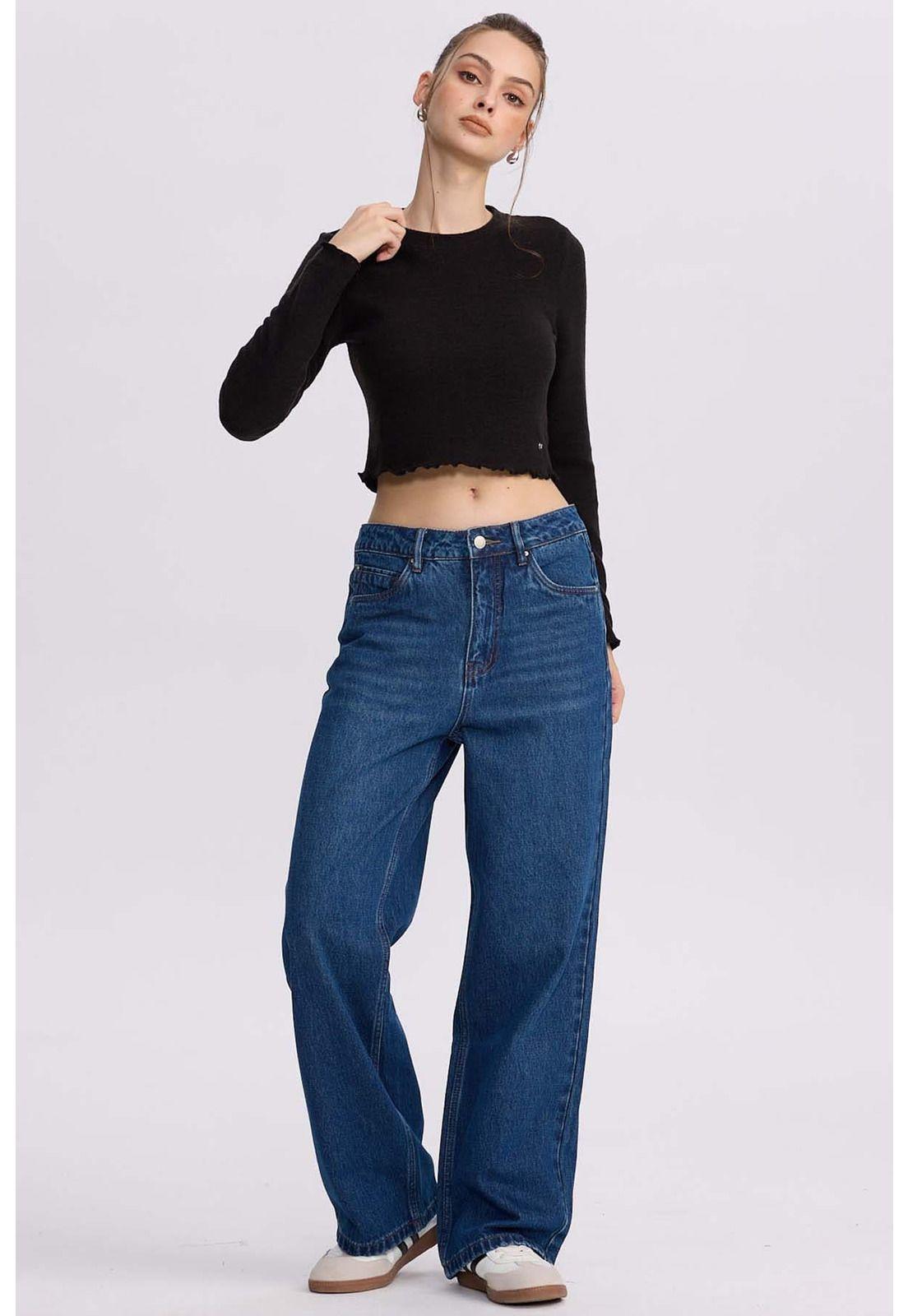 Sweater Mujer Crop Negro-3