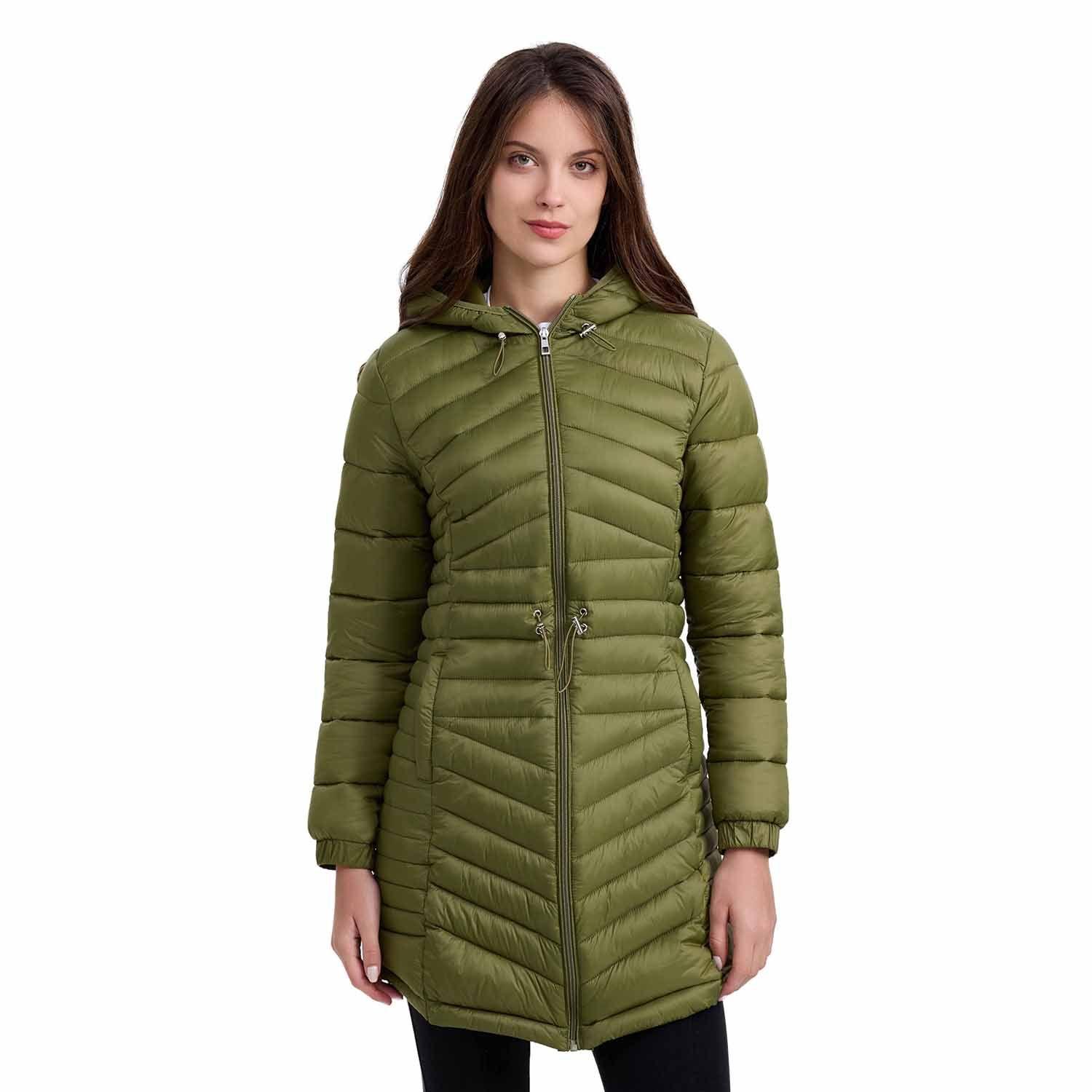 Parka Mujer Larga Básica Verde Musgo-0