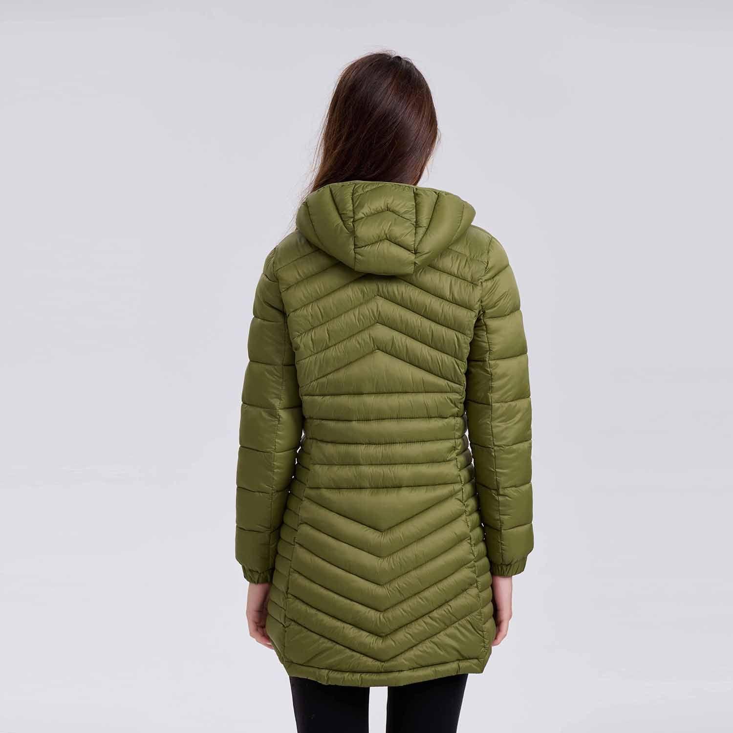 Parka Mujer Larga Básica Verde Musgo-2