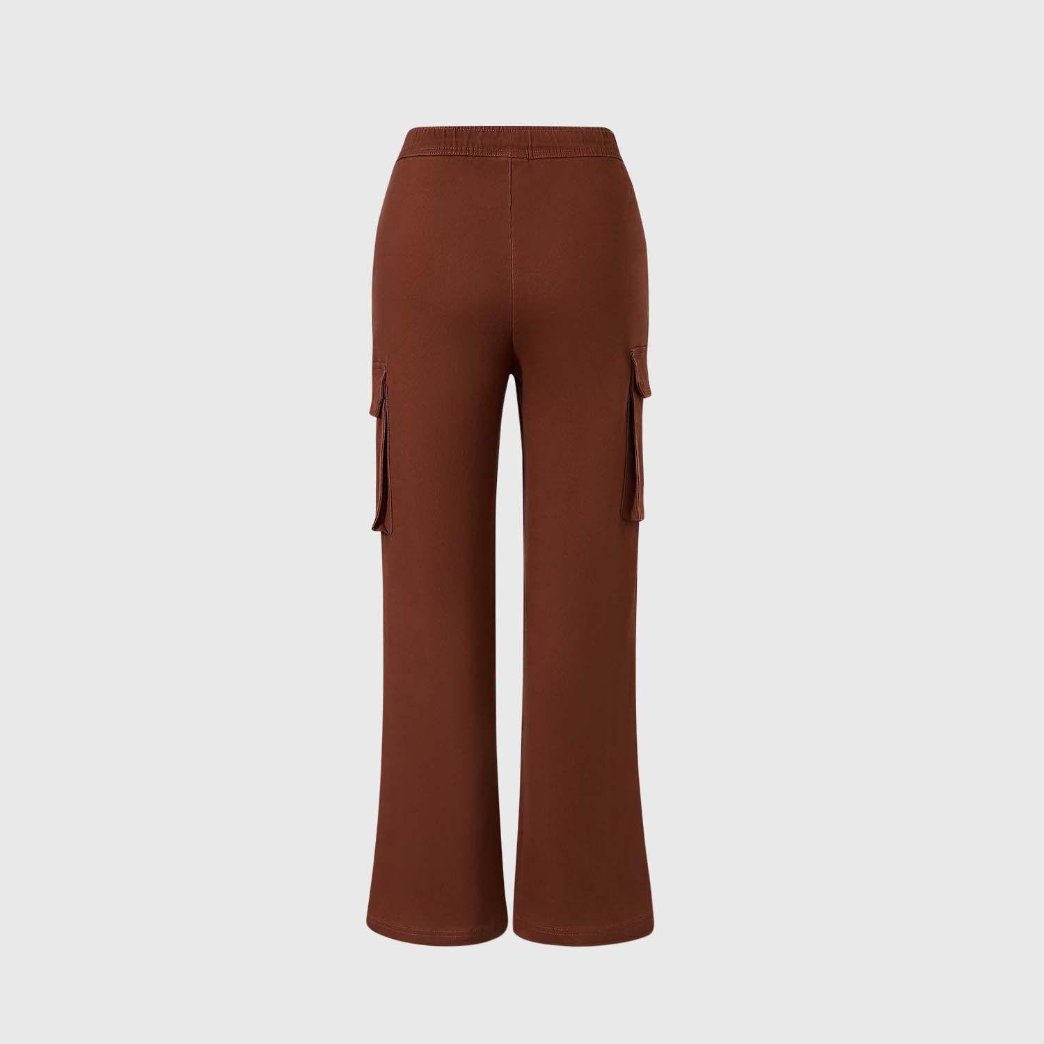 Pantalón Niña Cargo Recto Pretina Elasticada Cafe-1