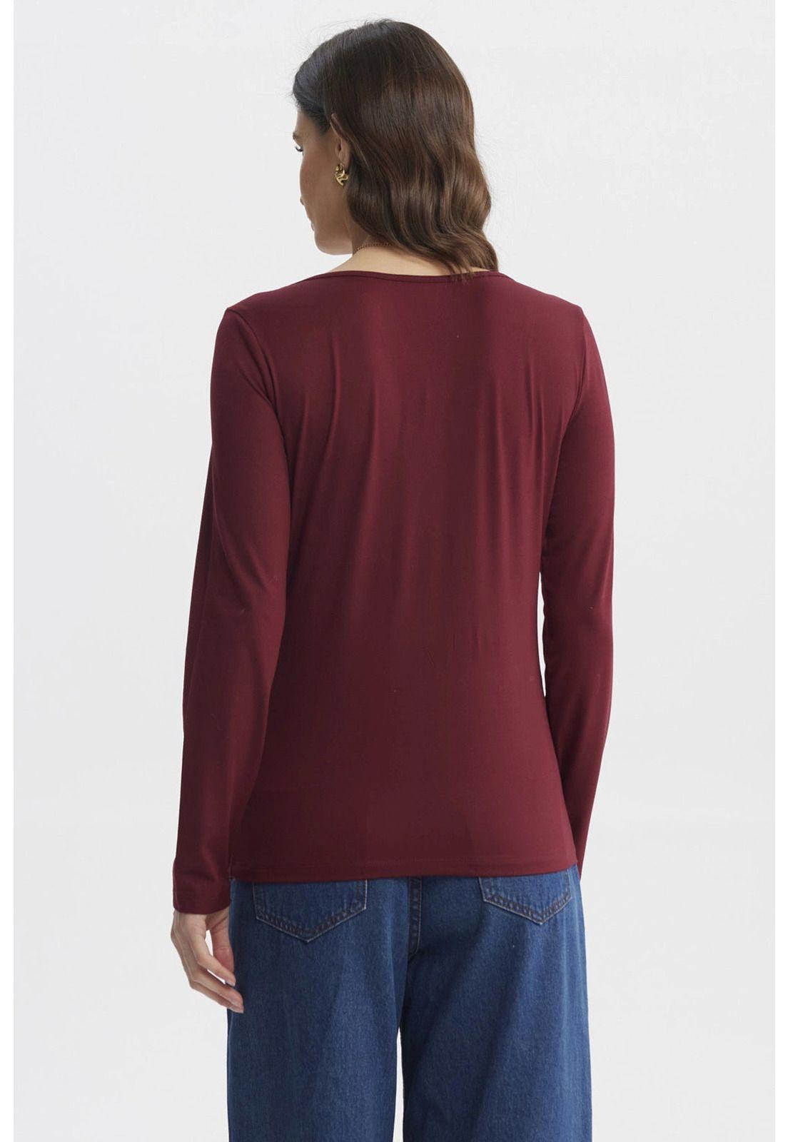 Polera Mujer Ajustado Cuello V Burdeo - ll-2