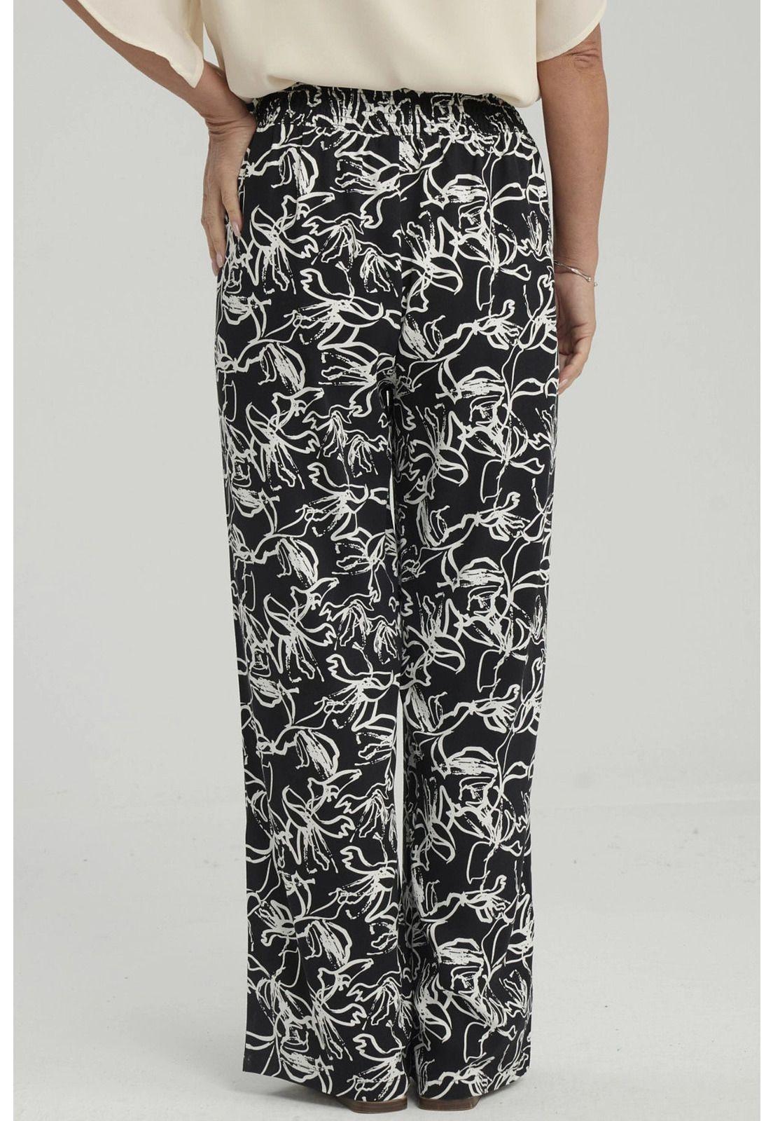 Pantalón Mujer Palazzo Print Negro / Blanco-2