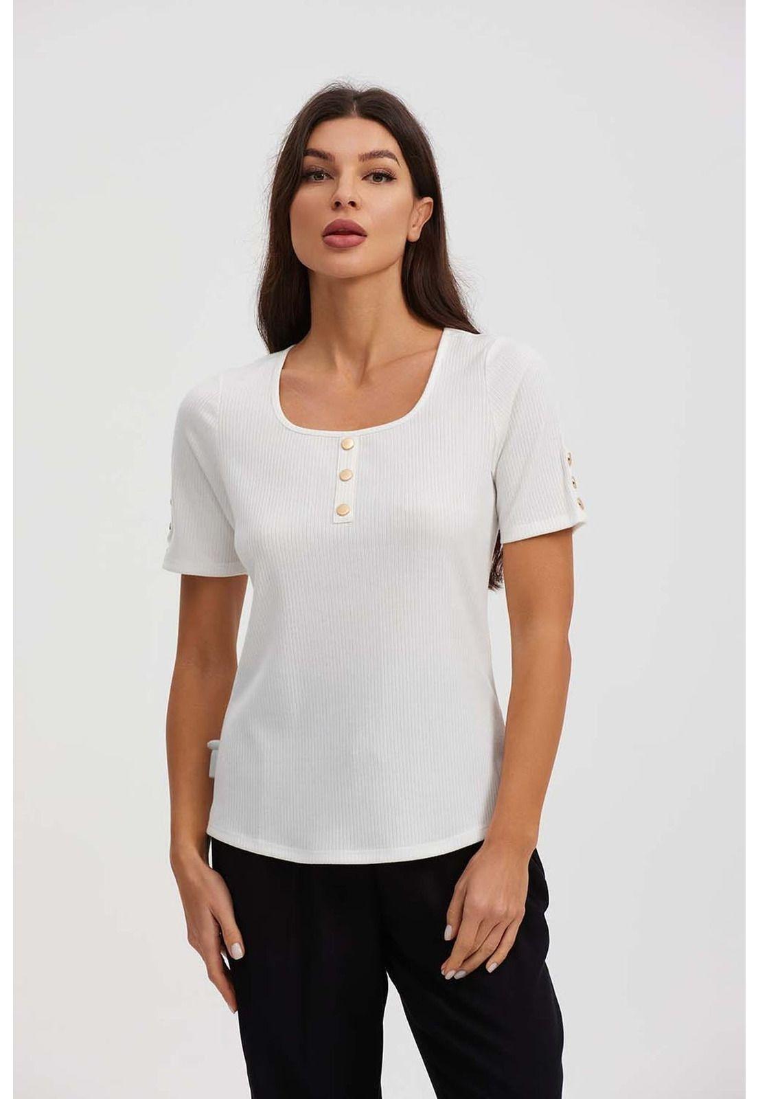 Polera Mujer Escote Cuadrado Crudo - lll-0
