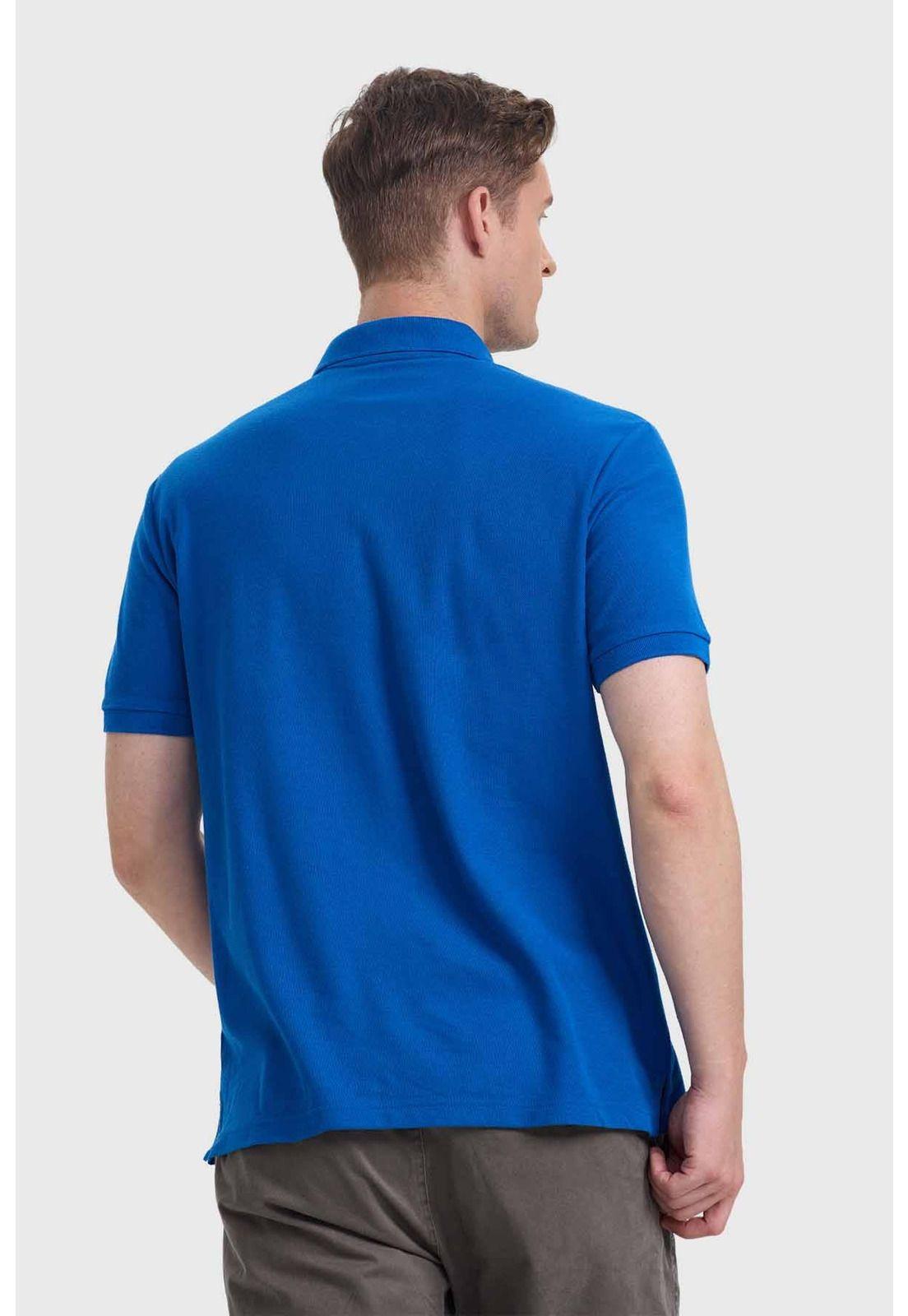 Polera Hombre Básica Piqué Azul-2