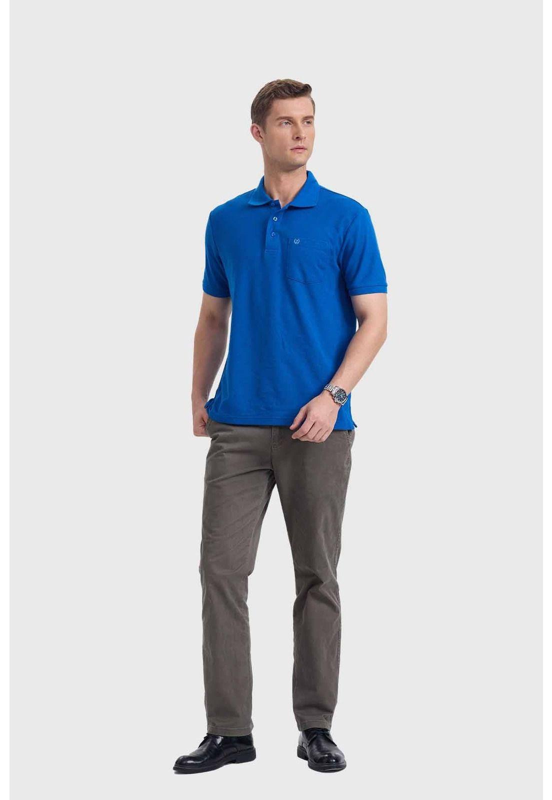 Polera Hombre Básica Piqué Azul-3