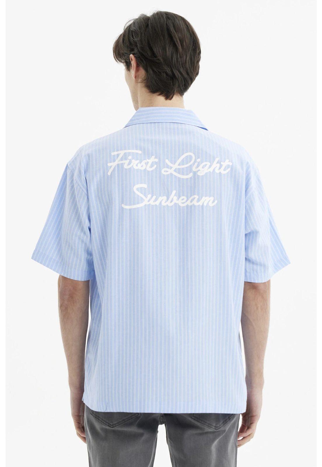 Camisa Hombre Slim Cuello Camisero Celeste-2