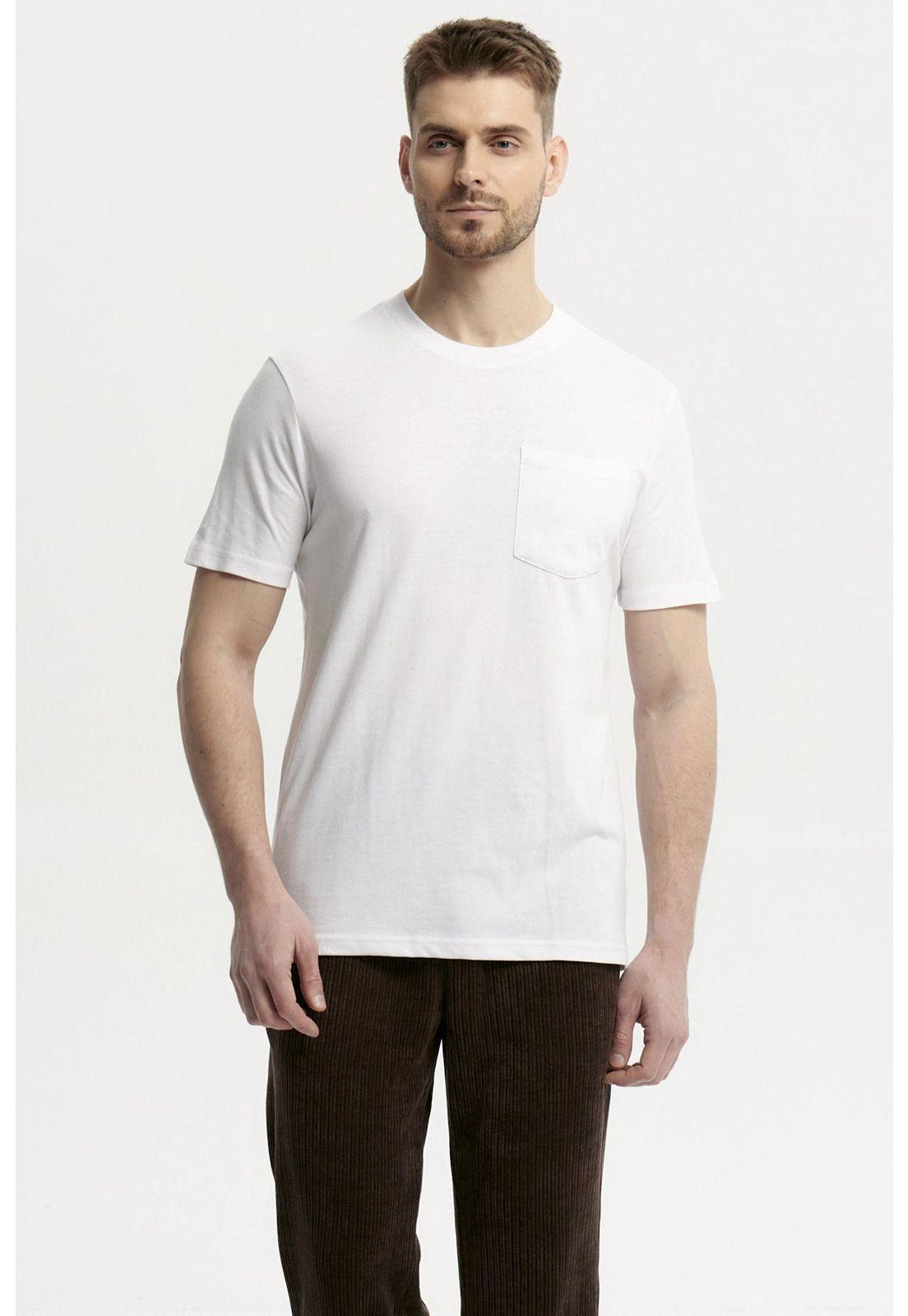 Polera Hombre Básica Con Bolsillo Blanco - lll-0