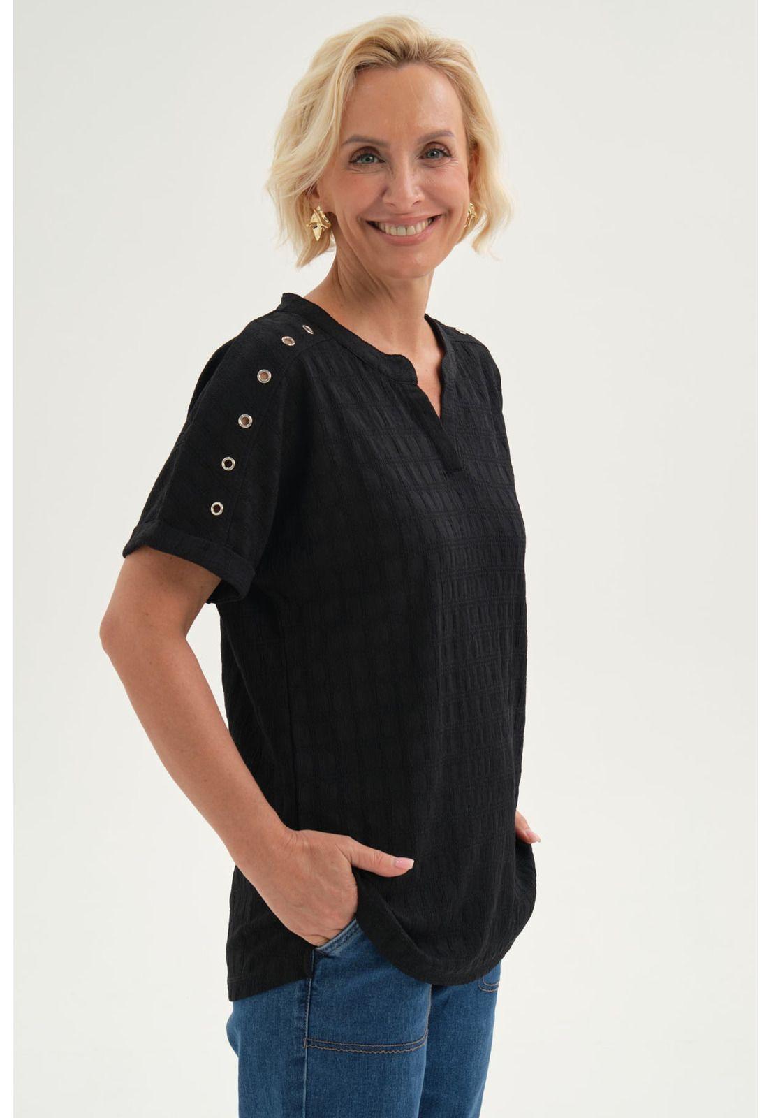 Polera Mujer Tachitas Negro-1