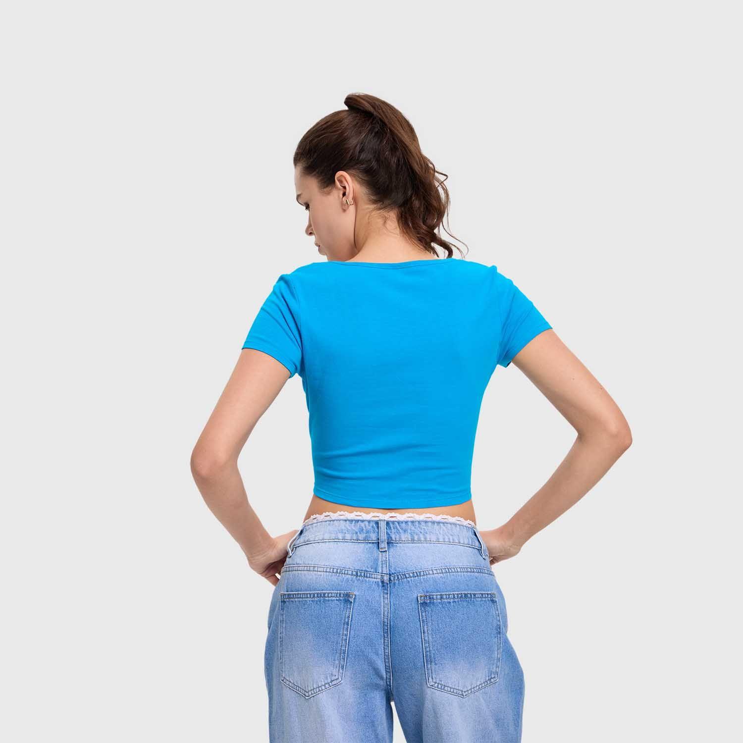 Polera Mujer Escote Cuadrado Azul Claro Ii Fashion's Park-2