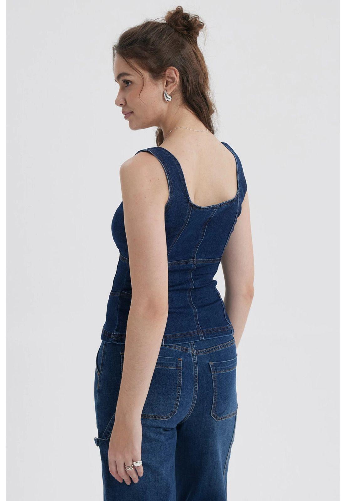 Peto Mujer Corsé Péplum Azul-2