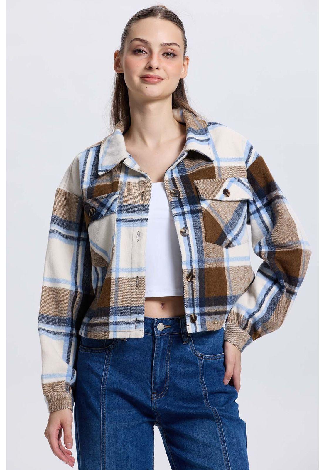 Chaqueta Mujer Sobre Camisa Café-0