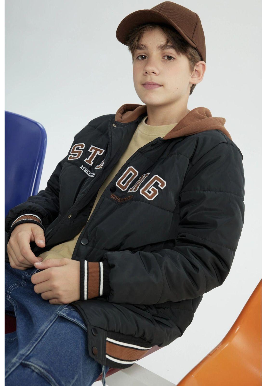 Parka Niño Con Gorro Negro-0