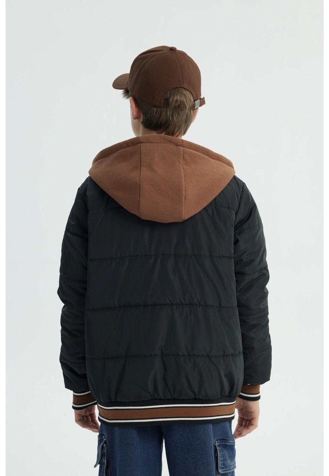 Parka Niño Con Gorro Negro-1
