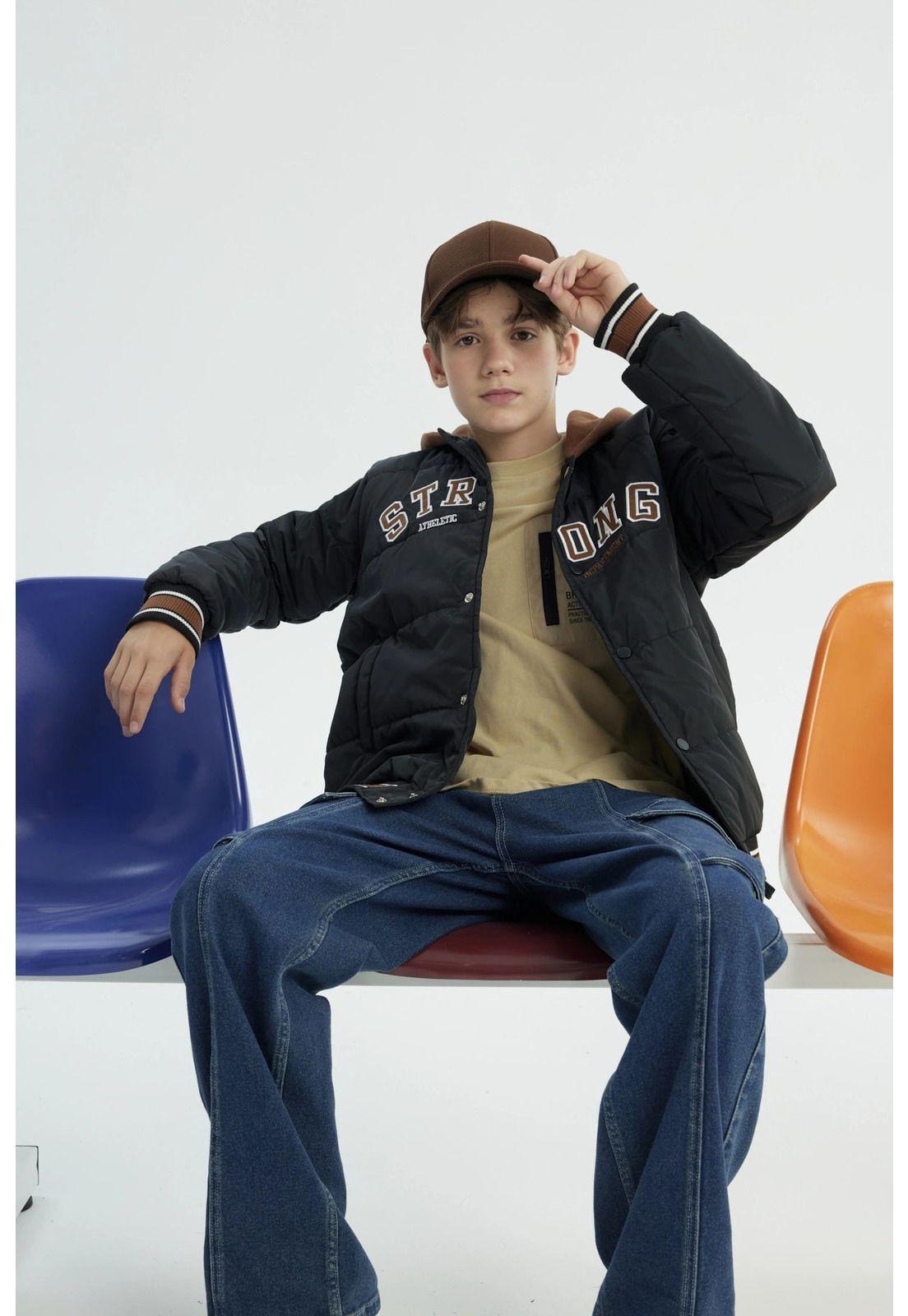 Parka Niño Con Gorro Negro-2