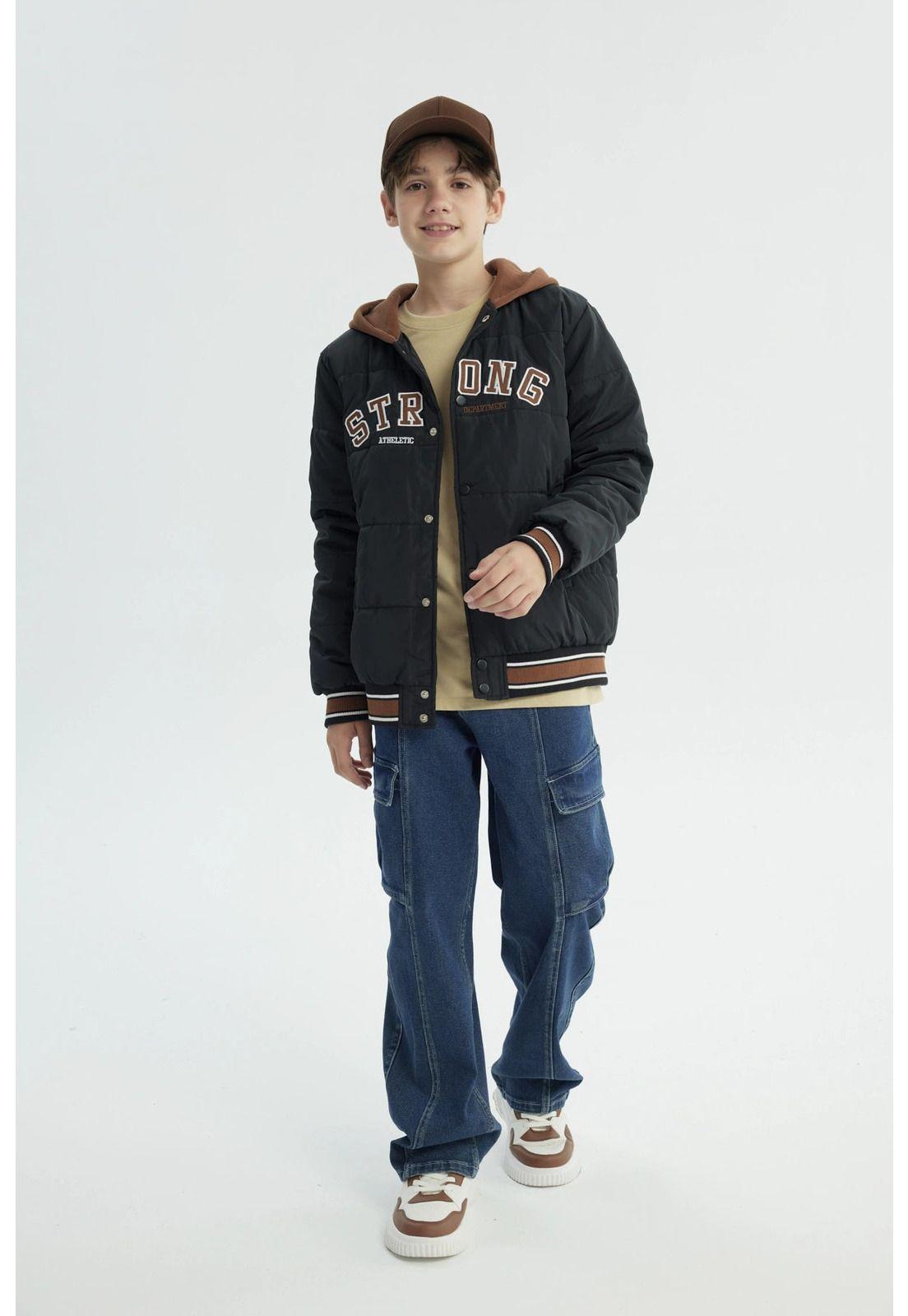 Parka Niño Con Gorro Negro-3