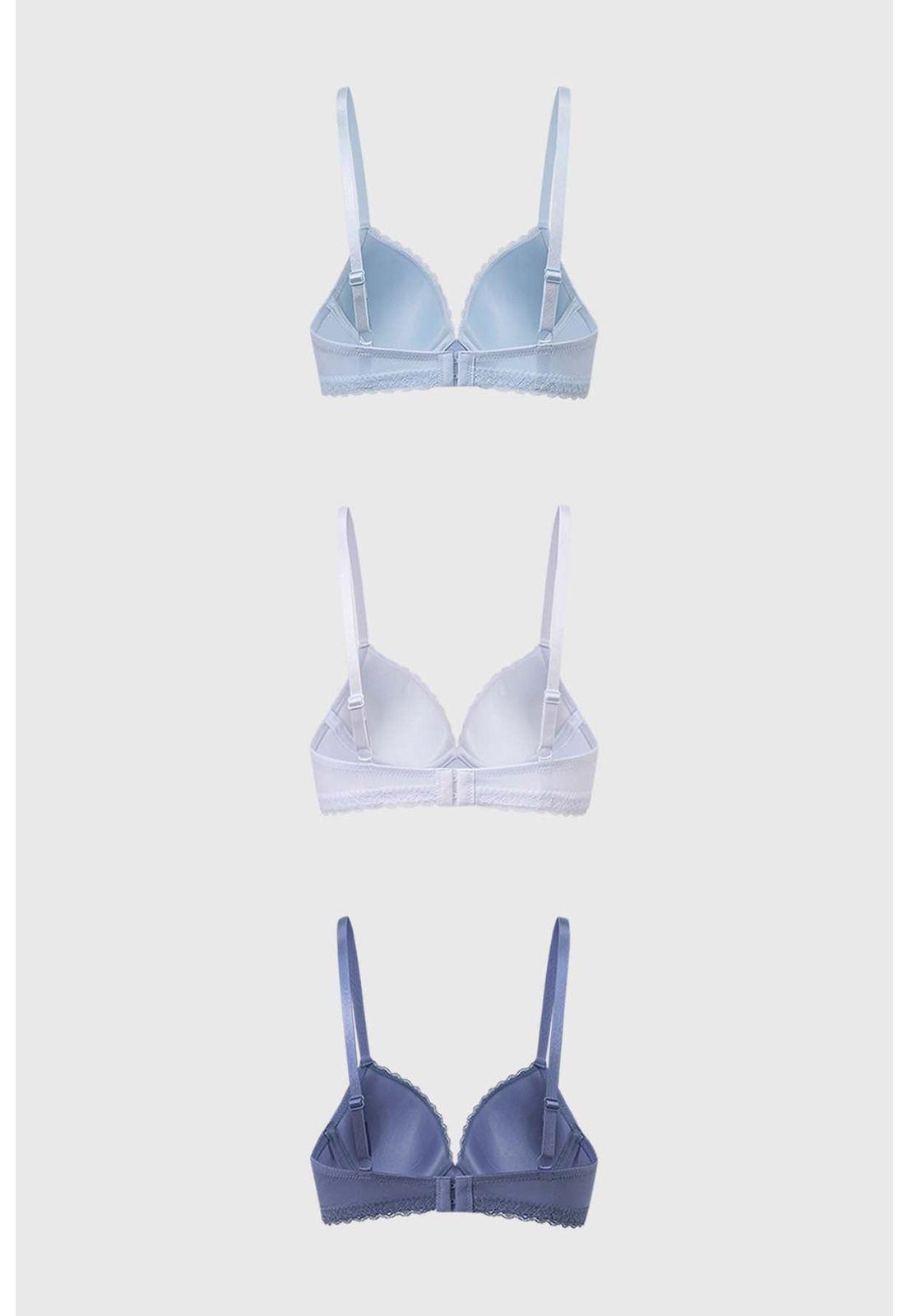 Sostén Mujer Tripack Algodón Azul Claro-1