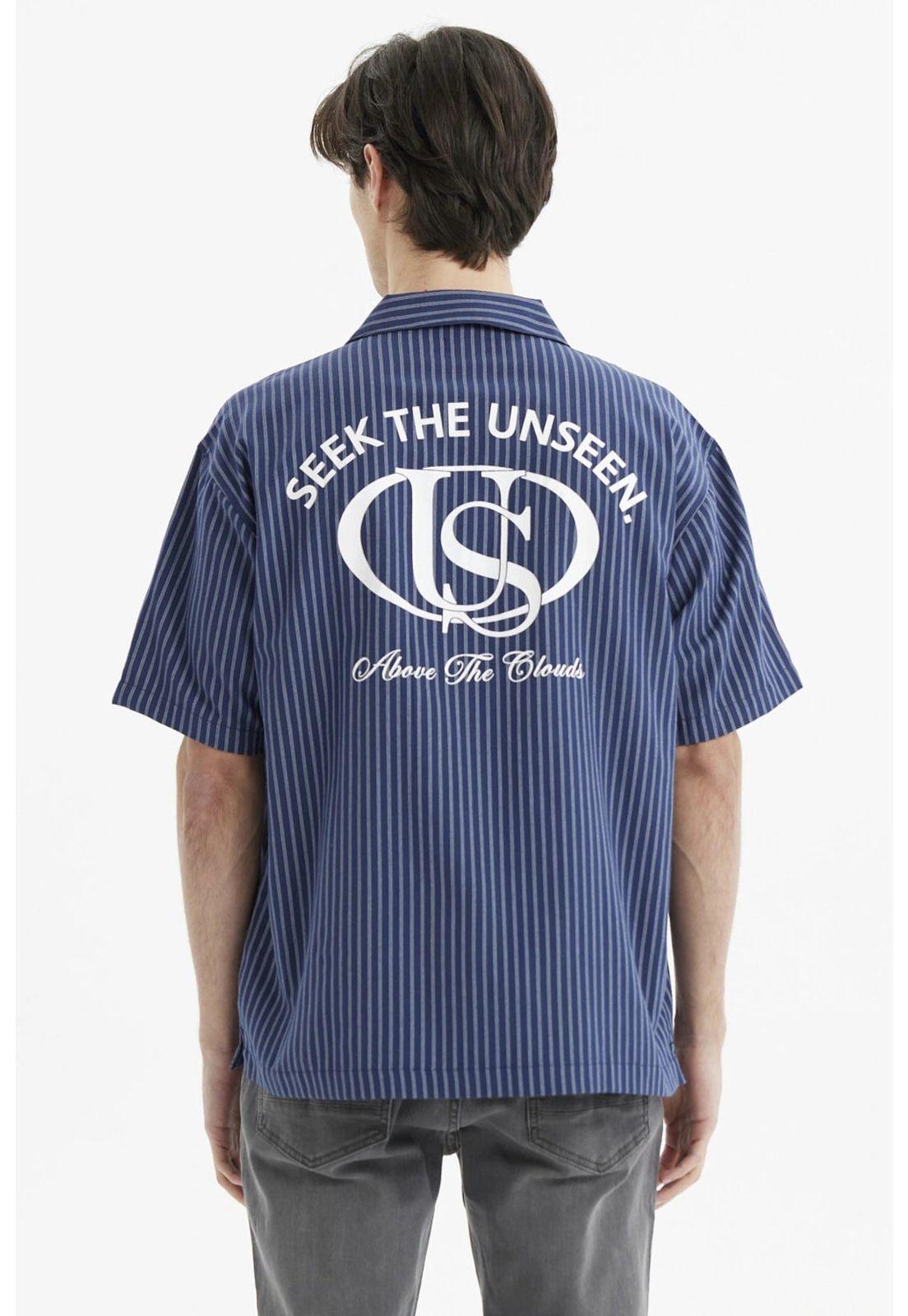 Camisa Hombre Slim Cuello Camisero Azul-2