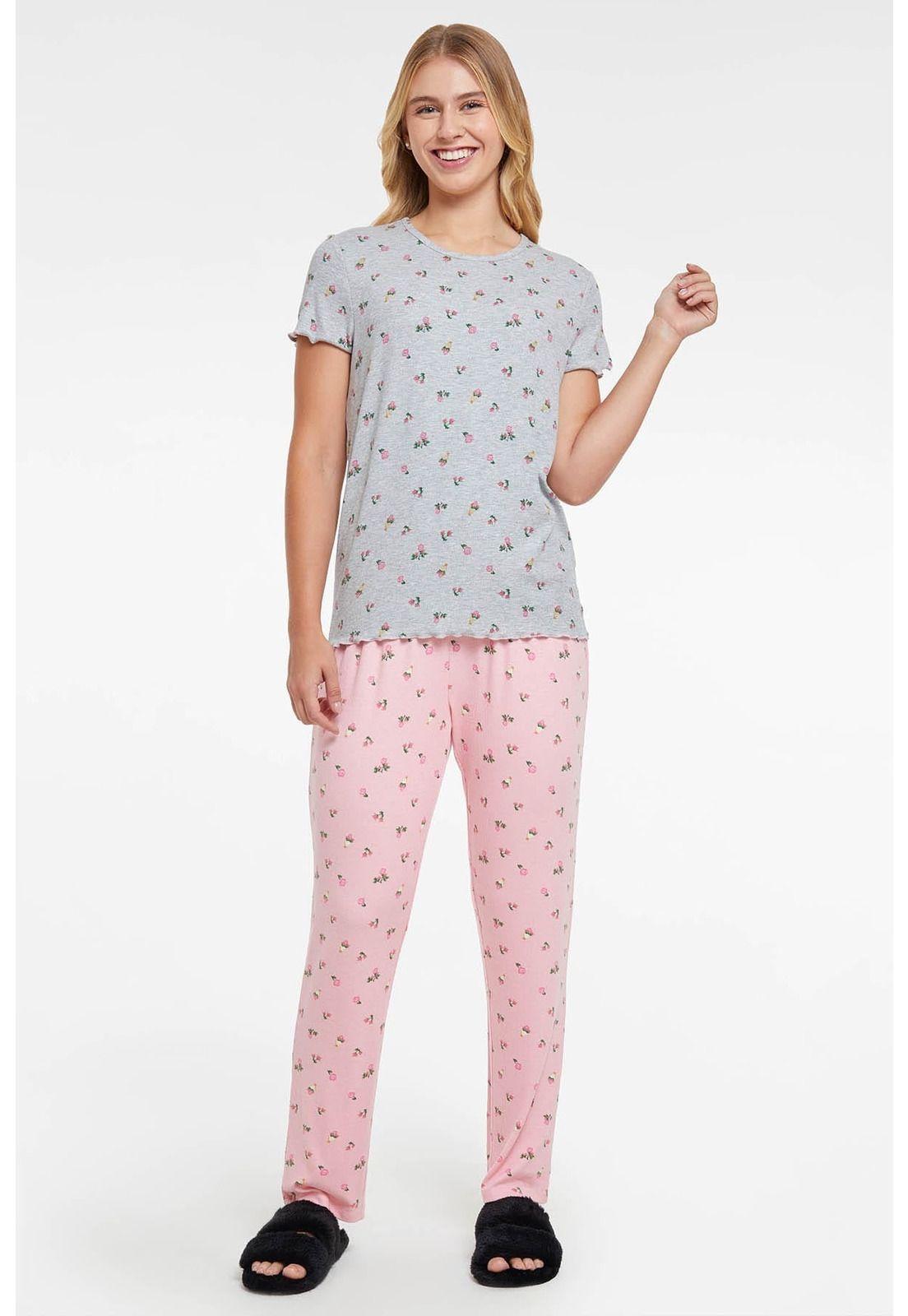 Pijama Mujer Print Gris-0