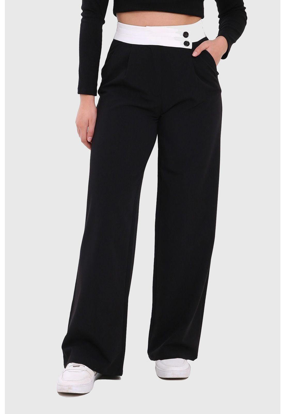 Pantalón Mujer Sastrero Pretina Negro - ll-0
