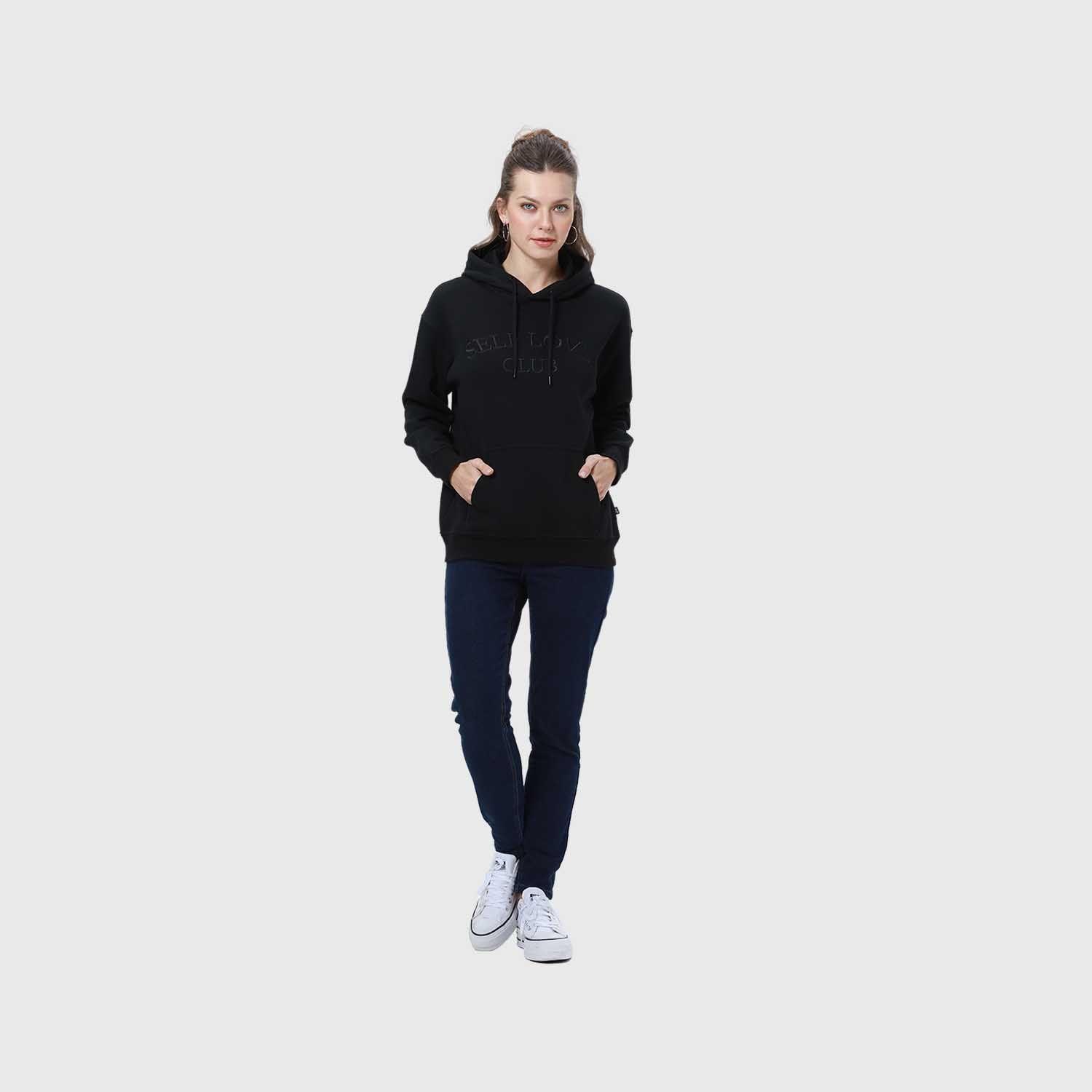 Polerón Mujer Canguro Print Negro-3