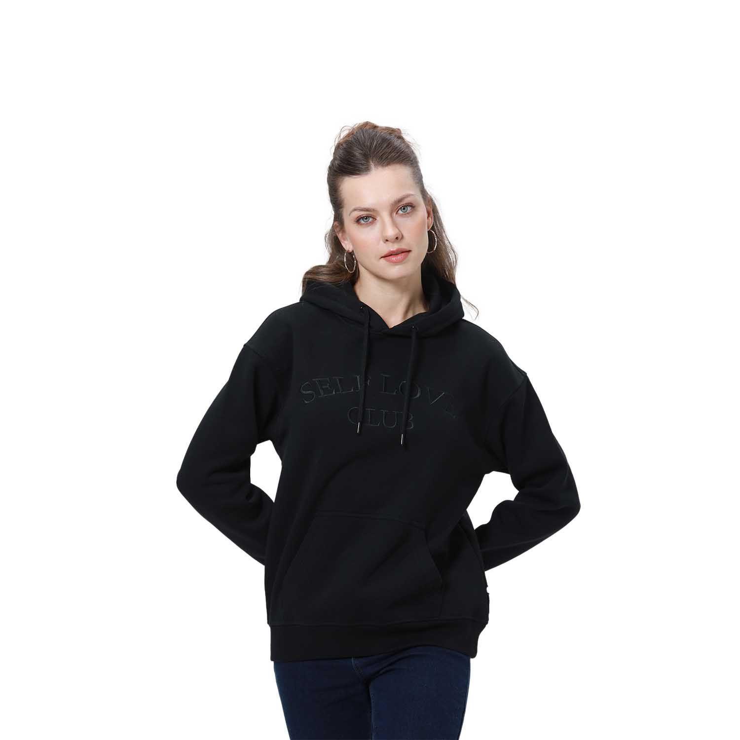 Polerón Mujer Canguro Print Negro-0